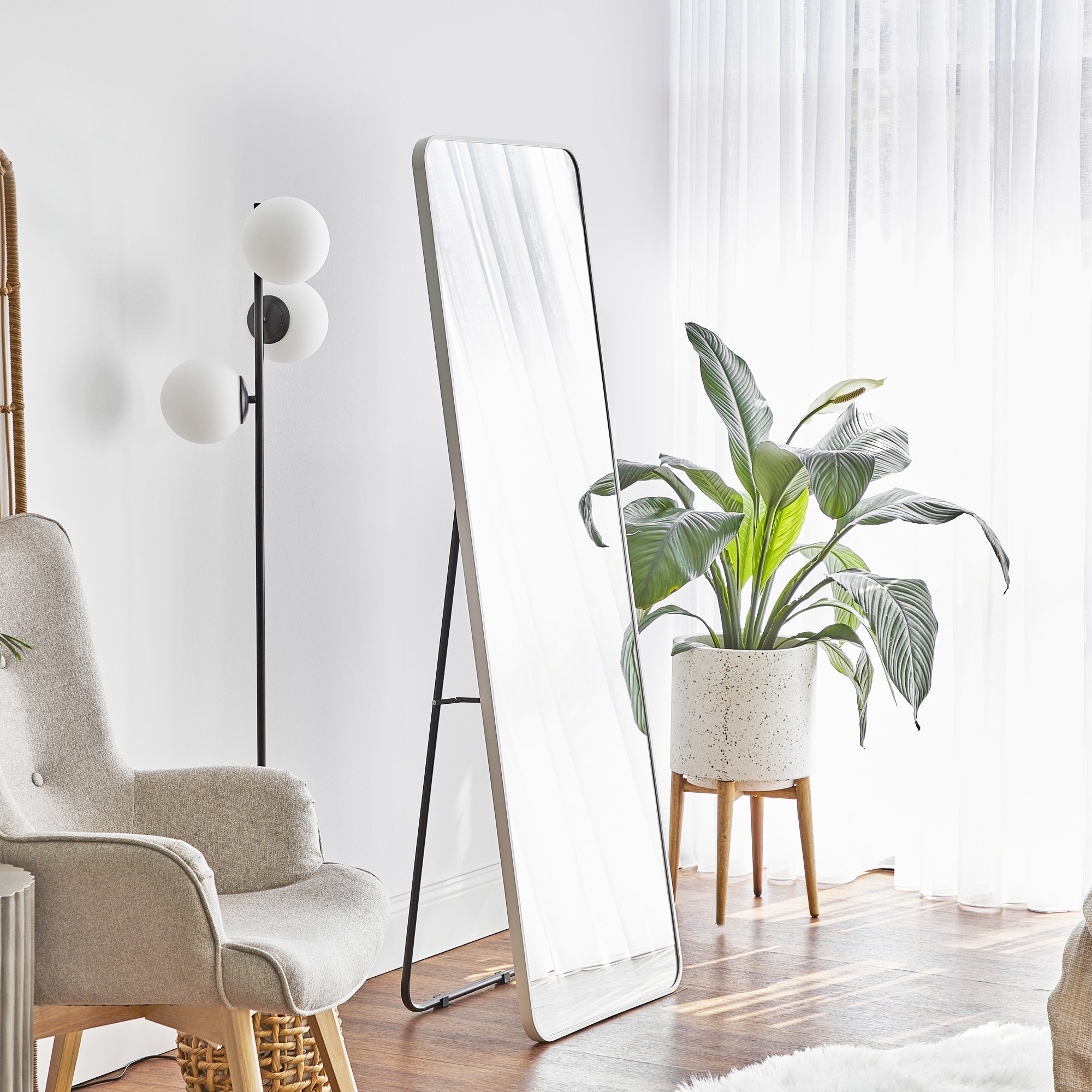 Elle 165cm Rectangle Standing Full Length Mirror White