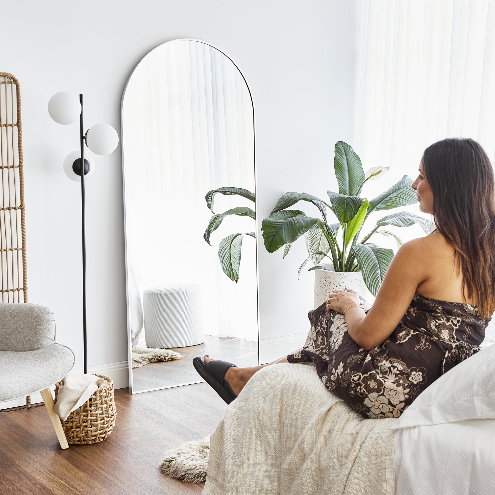 Cindy XL 180cm Arch Mirror White