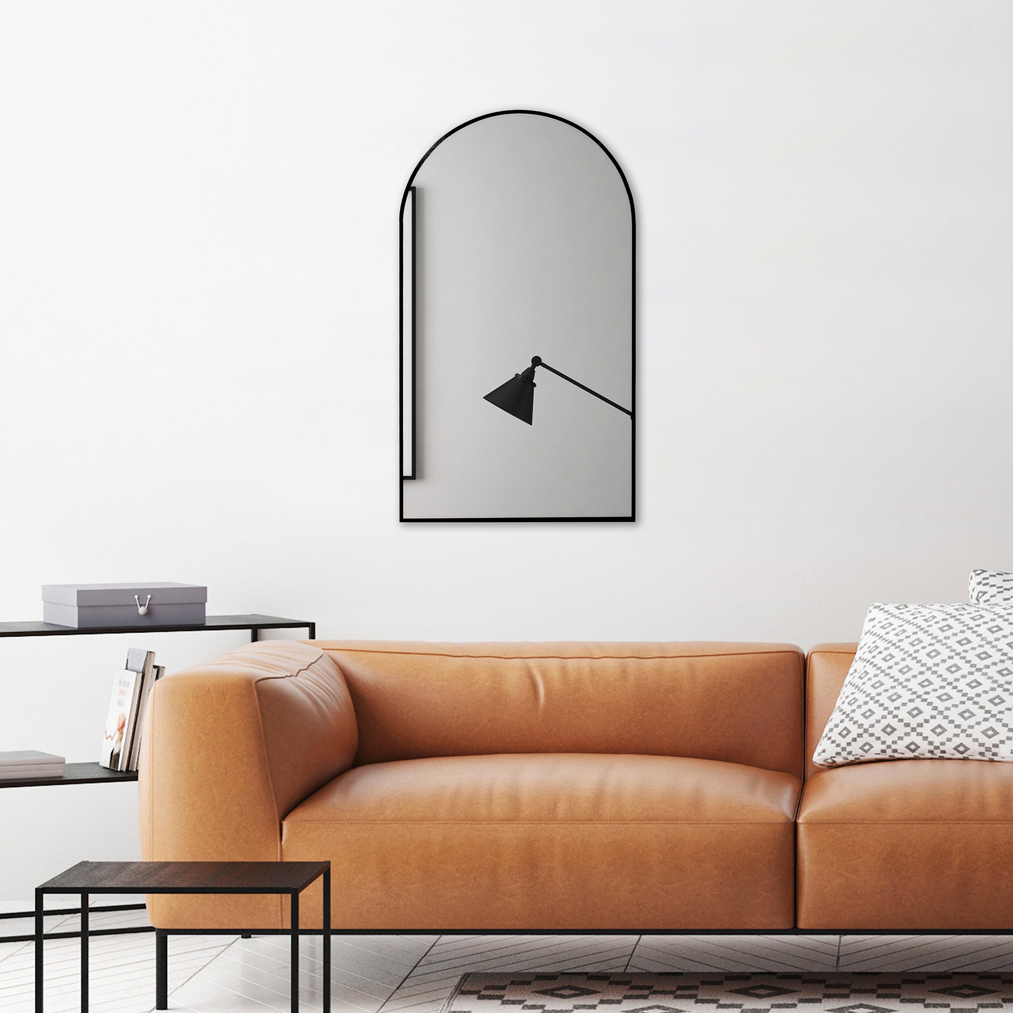Naomi 80cm Arched Wall Mirror Black
