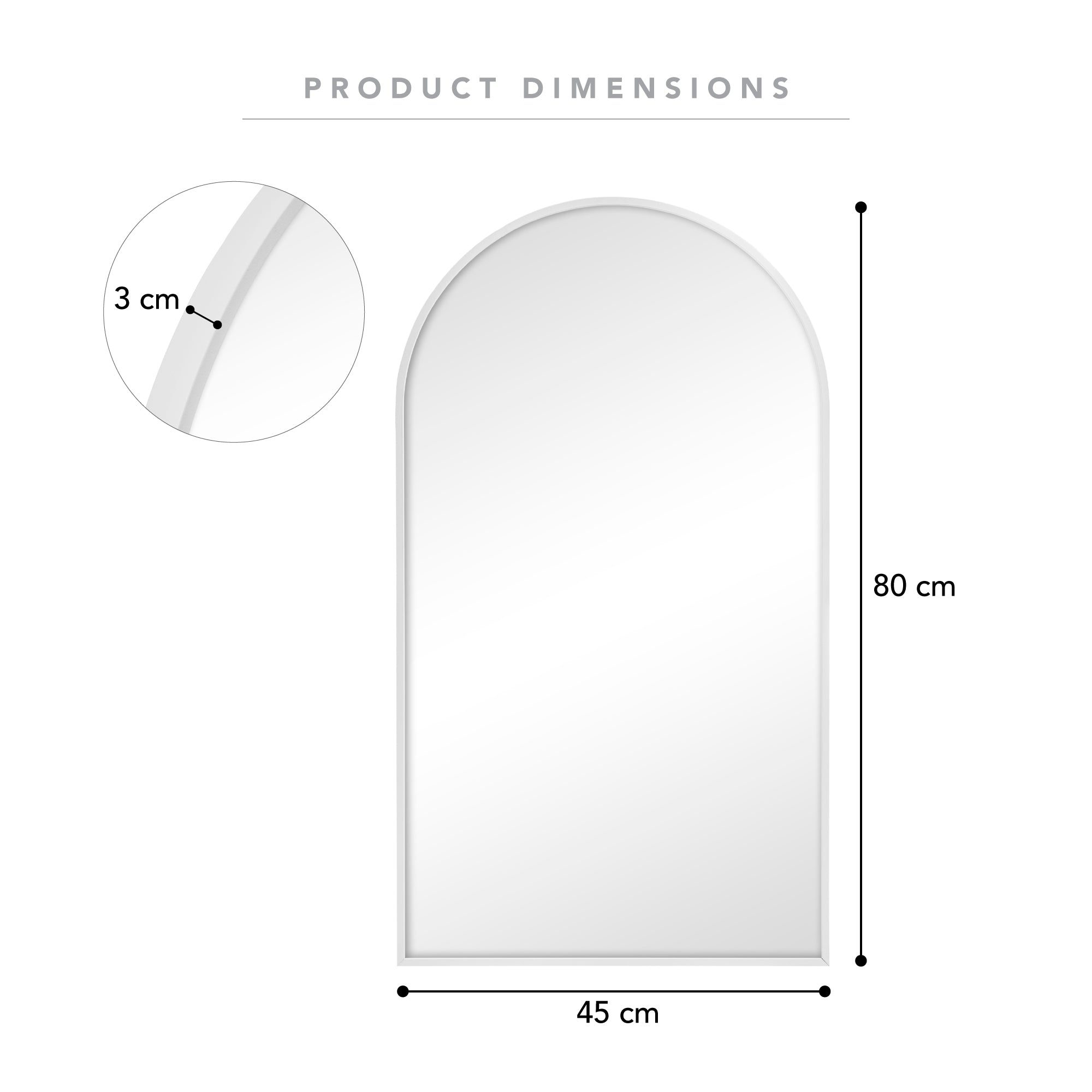 Naomi 80cm Arched Wall Mirror White