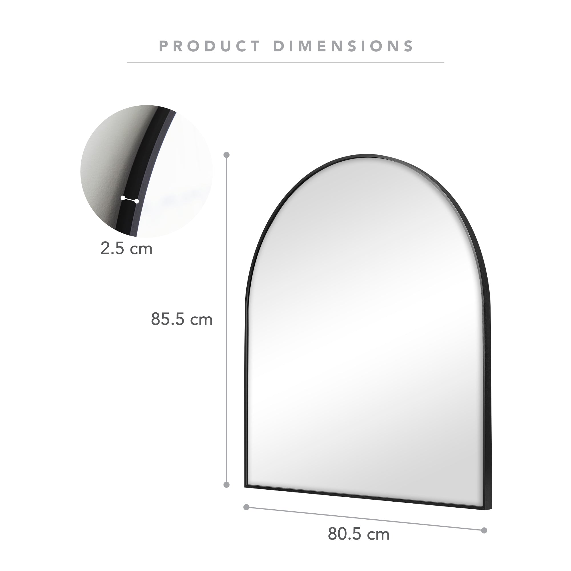 Naomi 85cm Large Arch Mirror Black (Set of 2)