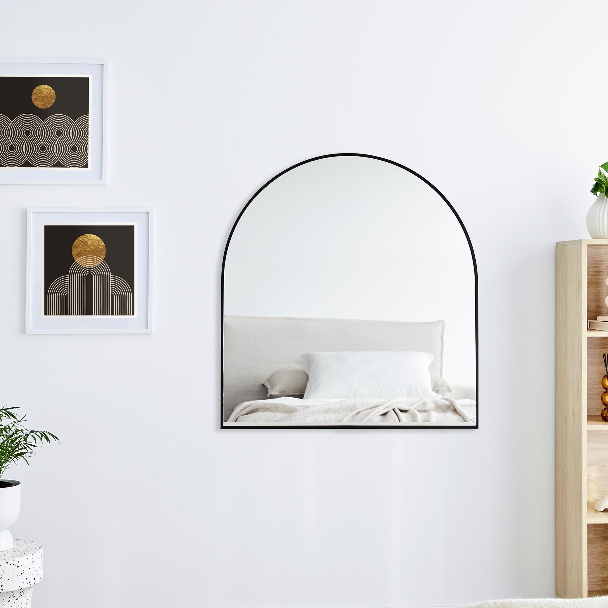 Naomi 85cm Large Arch Mirror Black