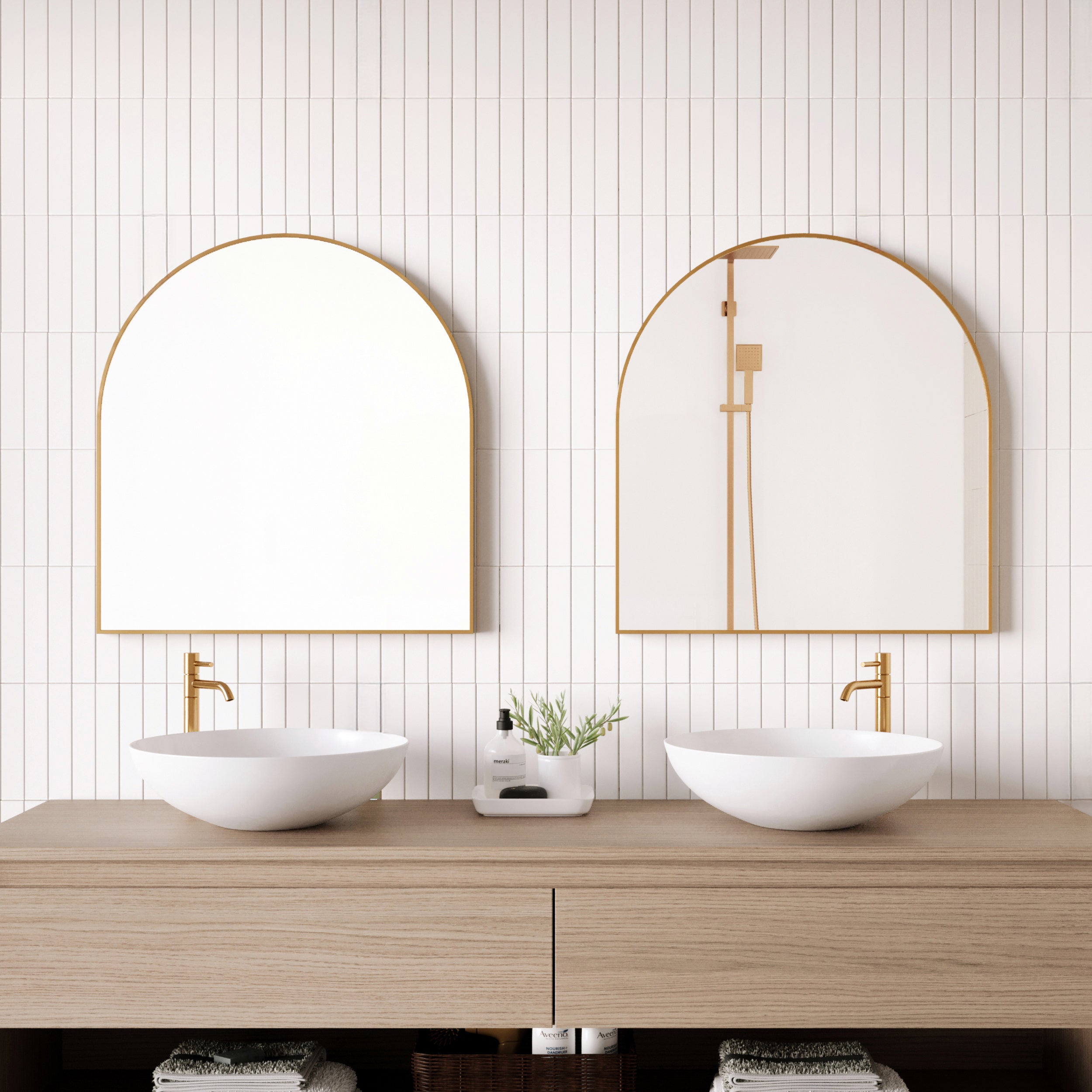 Naomi 85cm Large Arch Mirror Gold (Set of 2)