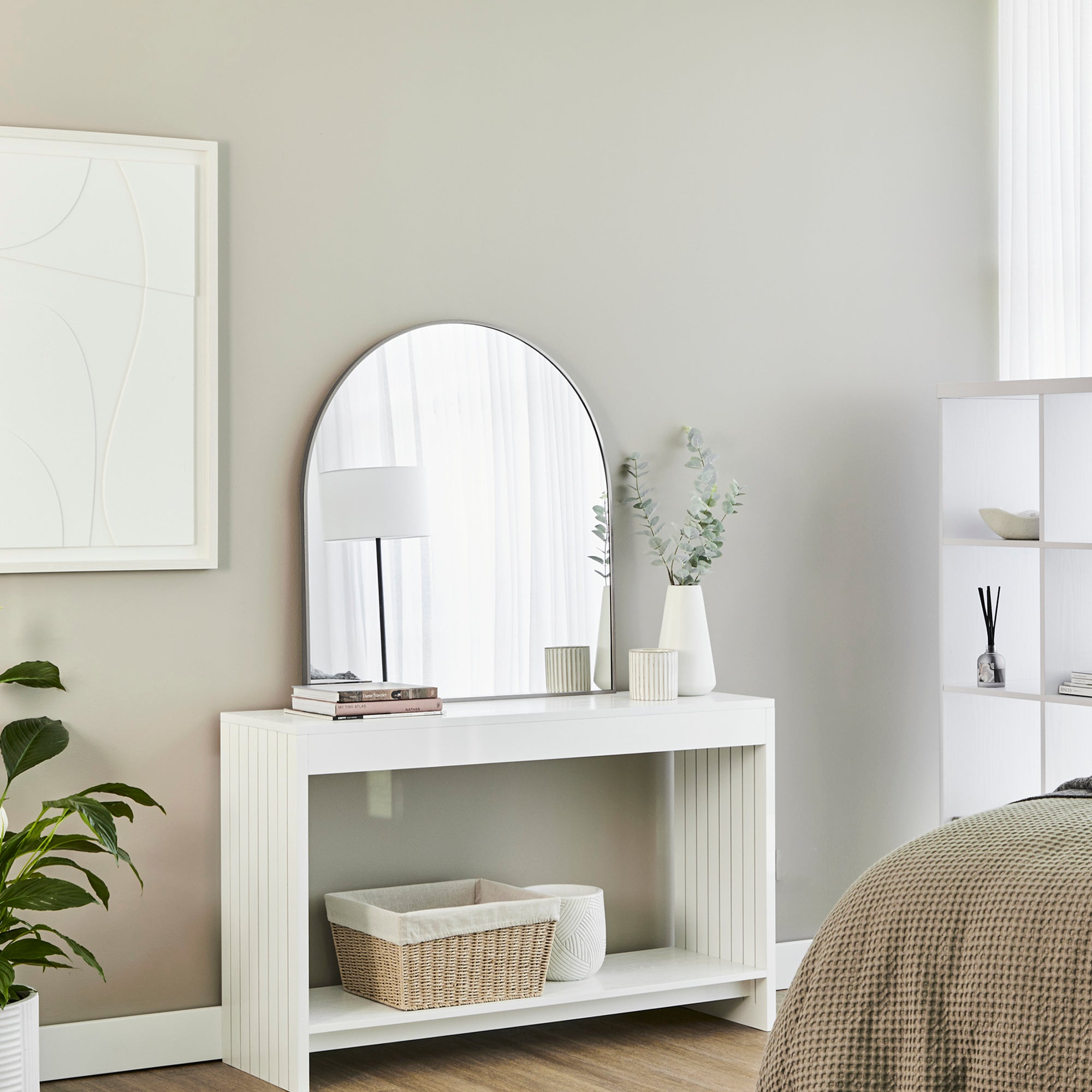 Naomi 85cm Large Arch Mirror Gun Metal Grey