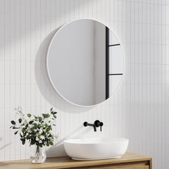 Linda 90cm Round Wall Mirror White