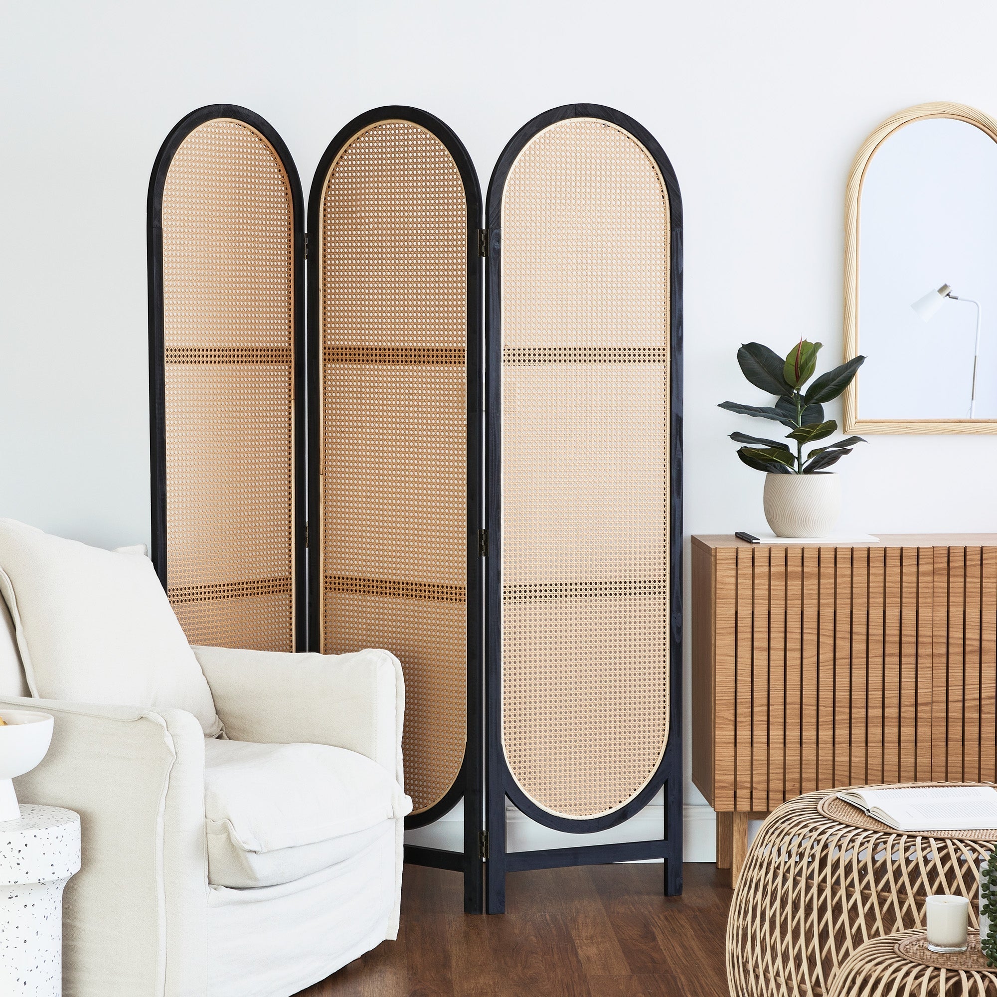 Kojo 3 Panel Room Screen Black