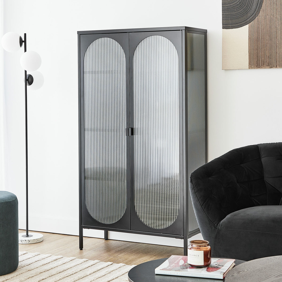 Eve Modern Large Metal Cabinet Black