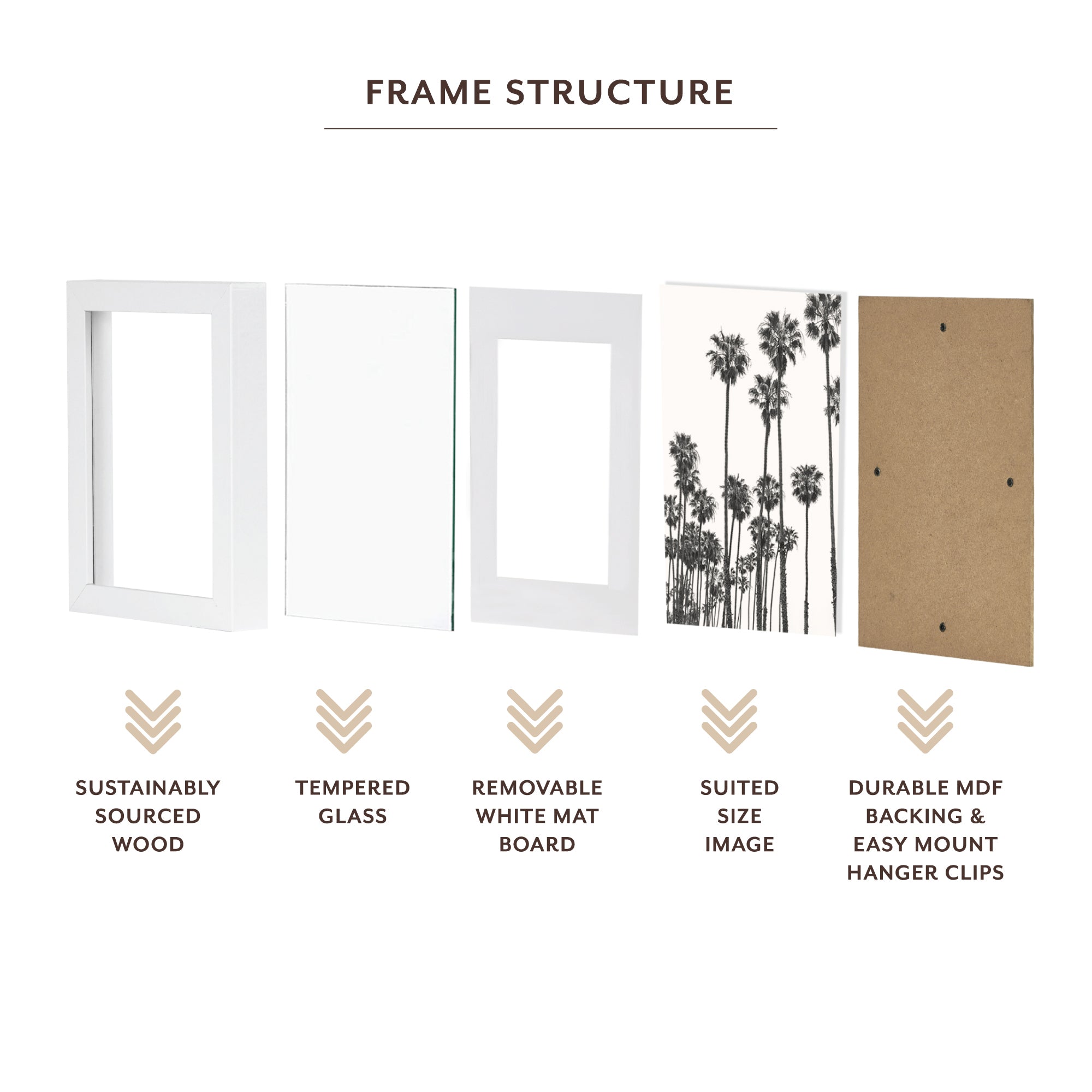 Set Of 4 20x25cm Mat to 13x18cm Premium Paradise Wooden Photo Frame