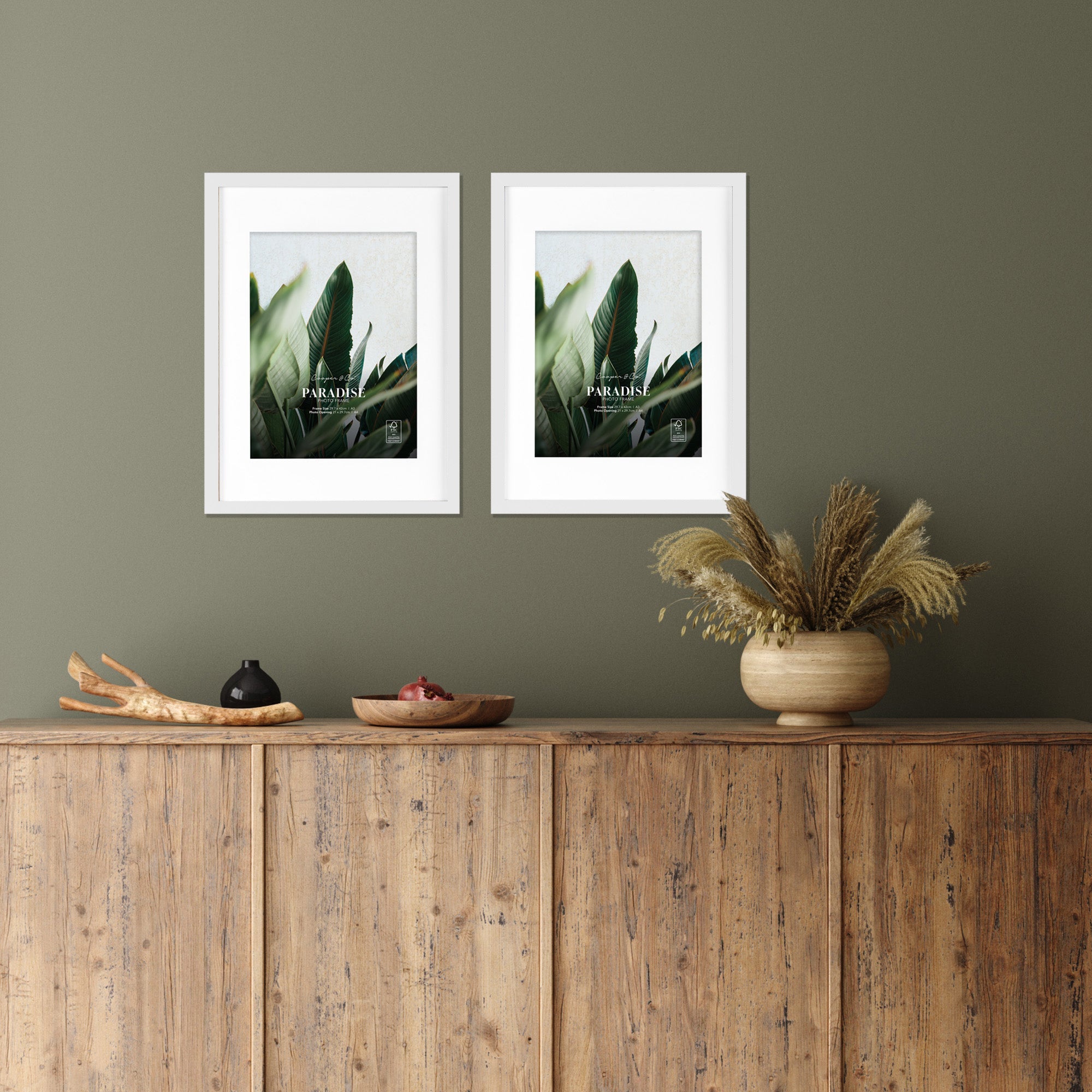 Set Of 2 A3 Mat to A4 Premium Paradise Wooden Photo Frame