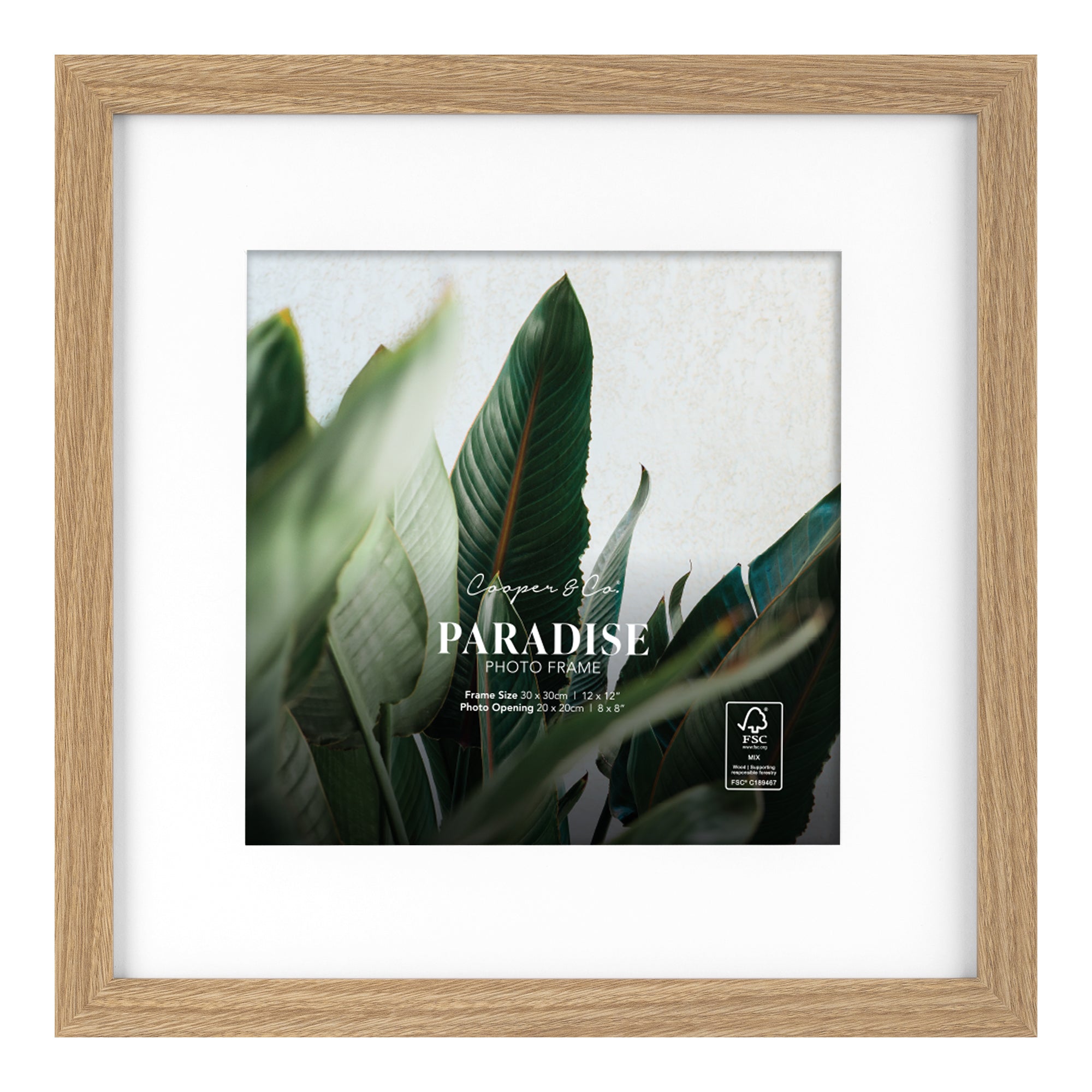 Set Of 2 30x30cm Mat to 20x20cm Premium Paradise Wooden Photo Frame