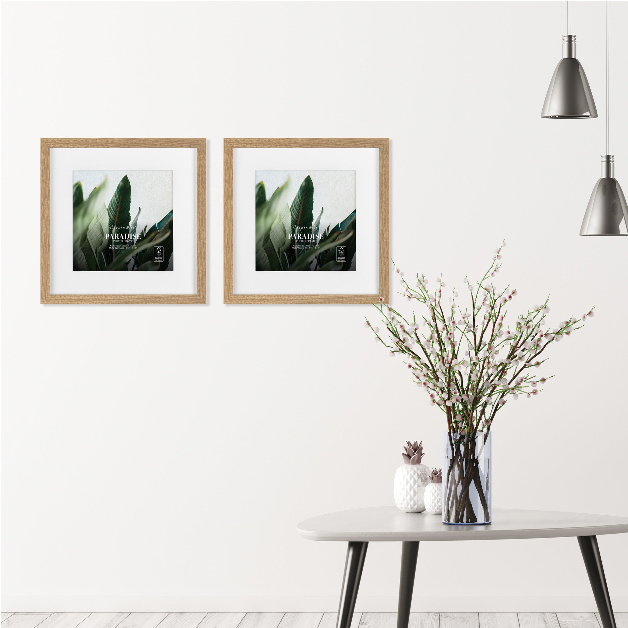 Set Of 2 30x30cm Mat to 20x20cm Premium Paradise Wooden Photo Frame