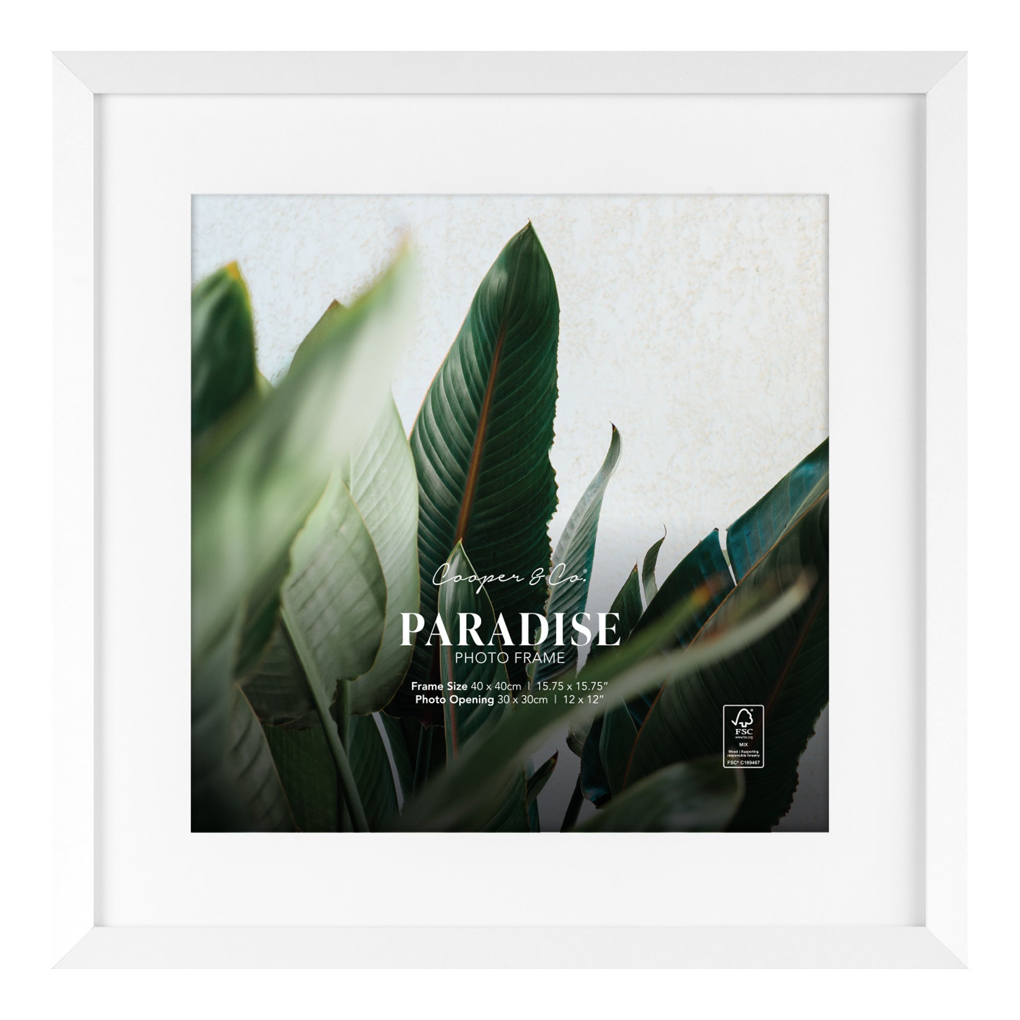 Set Of 2 40x40cm Mat to 30x30cm Premium Paradise Wooden Photo Frame