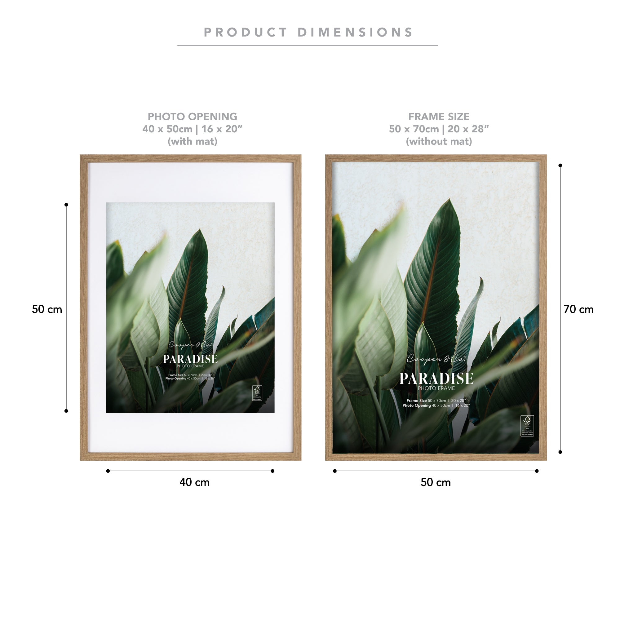 50x70cm Mat to 40x50cm Premium Paradise Wooden Photo Frame