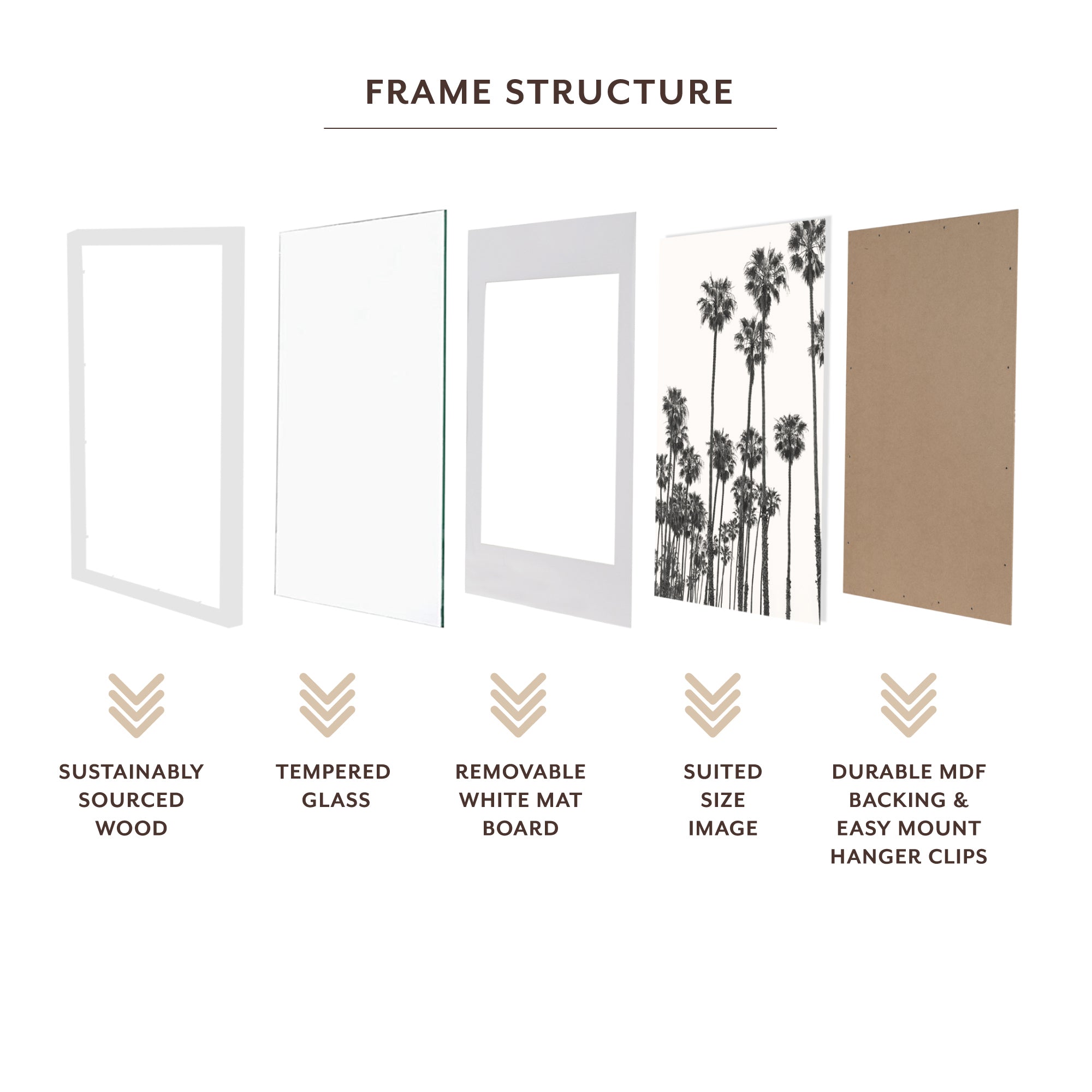60x90cm Mat to 50x70cm Premium Paradise Wooden Photo Frame