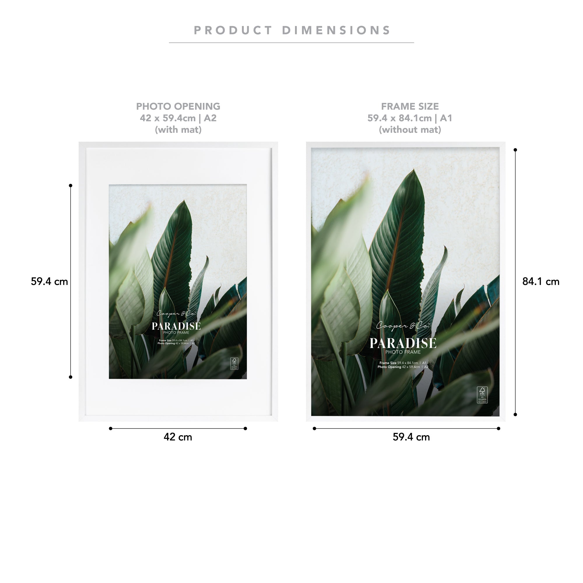 A1 Mat to A2 Premium Paradise Wooden Photo Frame