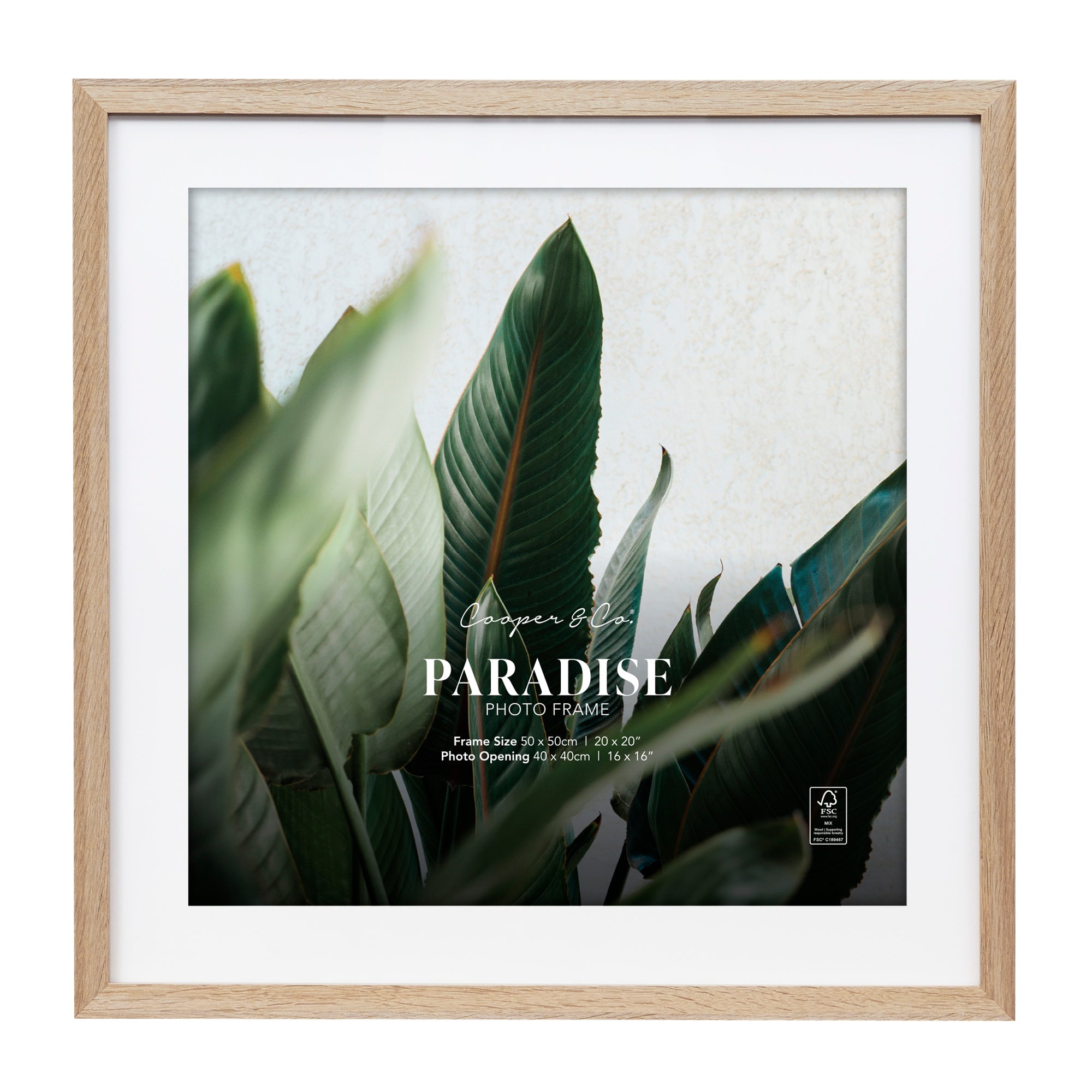 50x50cm Mat to 40x40cm Premium Paradise Wooden Photo Frame