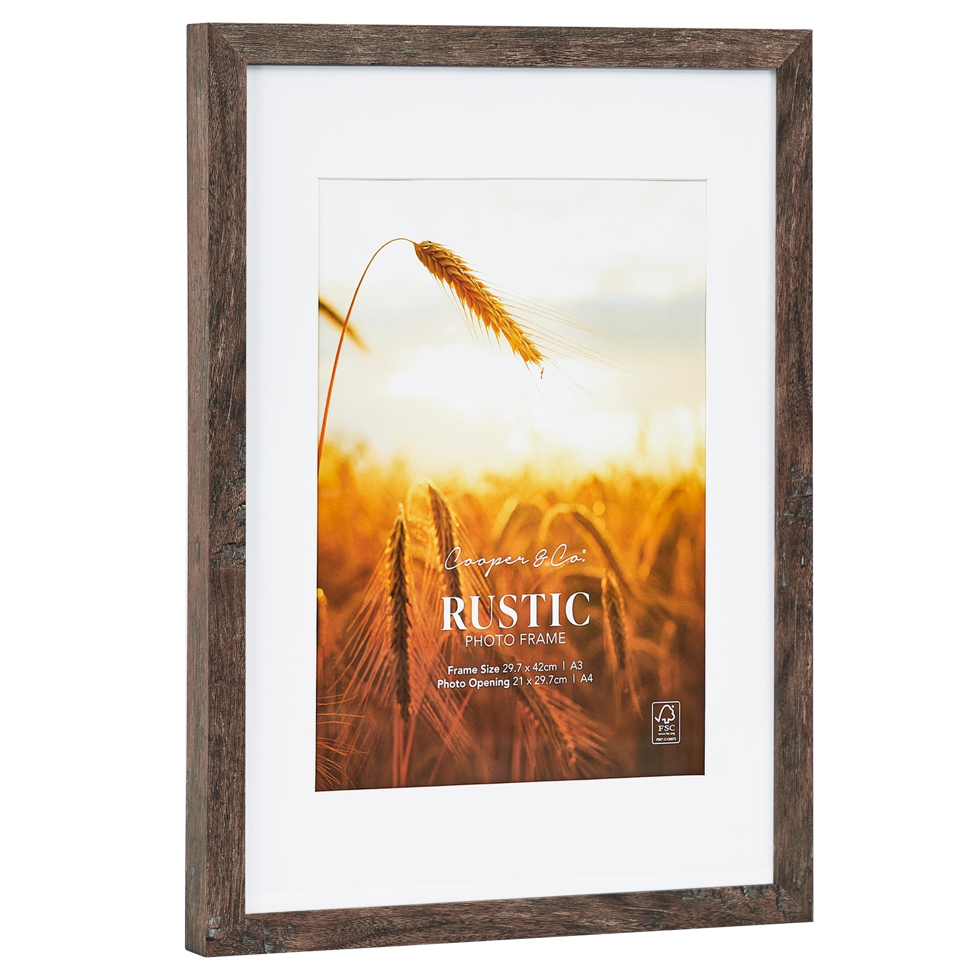 Set Of 2 29.7x42cm Mat to 21x29.7cm Premium Rustic Wooden Photo Frame