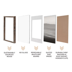 Set Of 2 29.7x42cm Mat to 21x29.7cm Premium Rustic Wooden Photo Frame