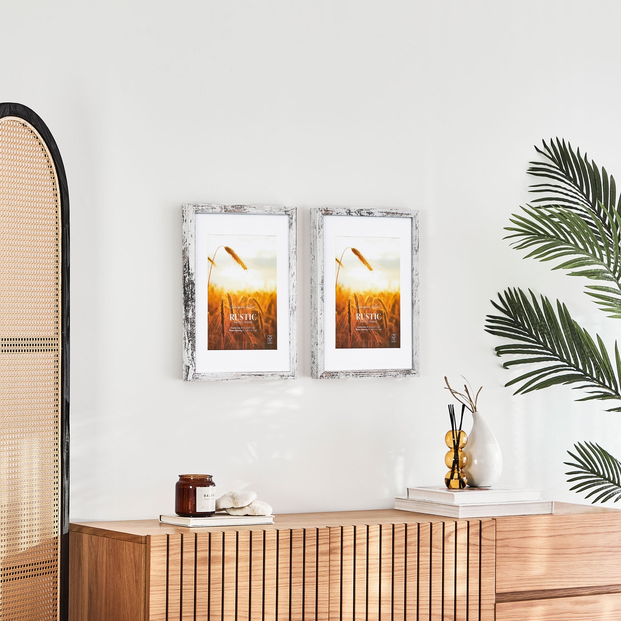 Set Of 2 29.7x42cm Mat to 21x29.7cm Premium Rustic Wooden Photo Frame