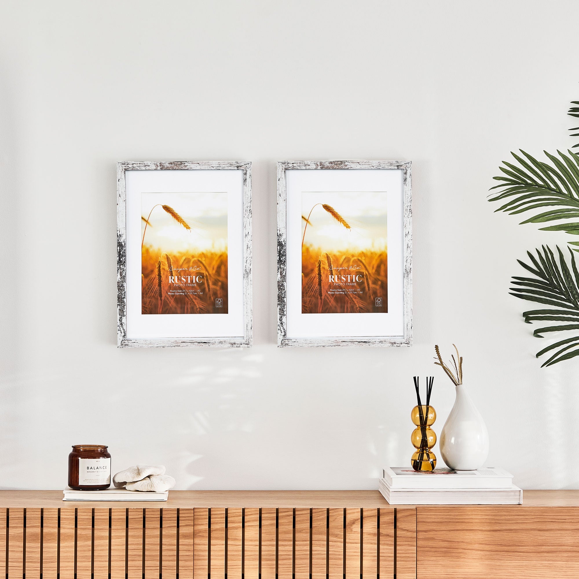Set Of 2 29.7x42cm Mat to 21x29.7cm Premium Rustic Wooden Photo Frame