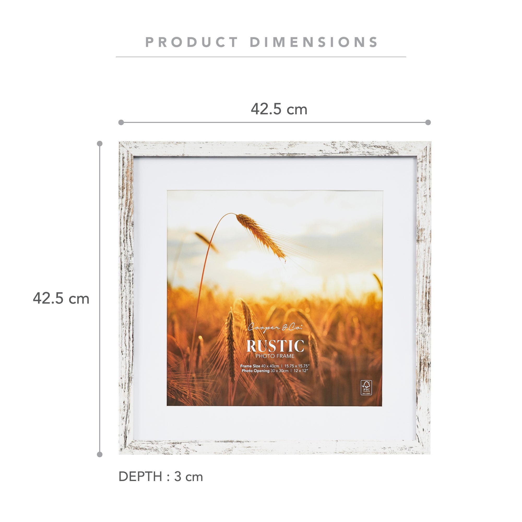 Set Of 2 40x40cm Mat to 30x30cm Premium Rustic Wooden Photo Frame