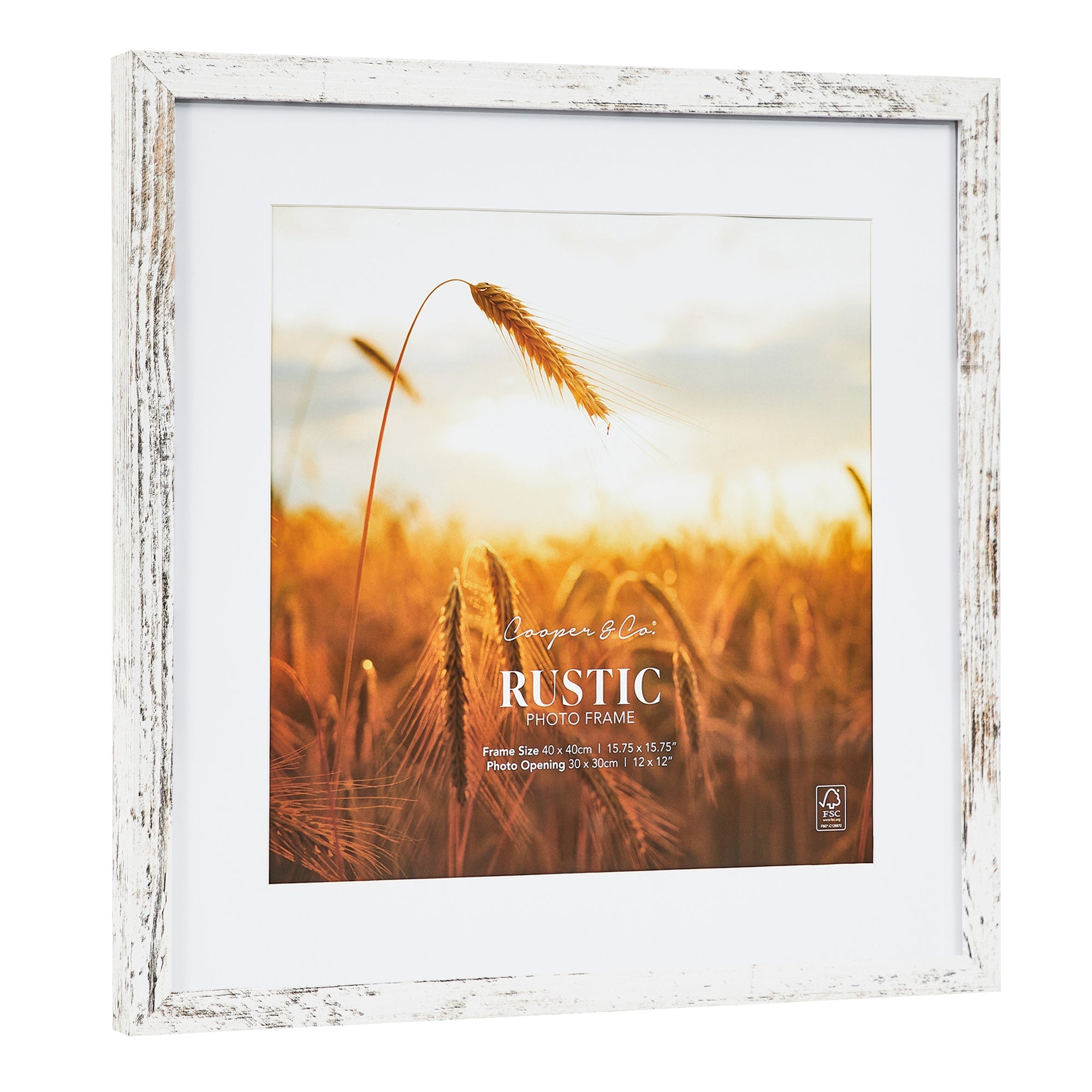 Set Of 2 40x40cm Mat to 30x30cm Premium Rustic Wooden Photo Frame