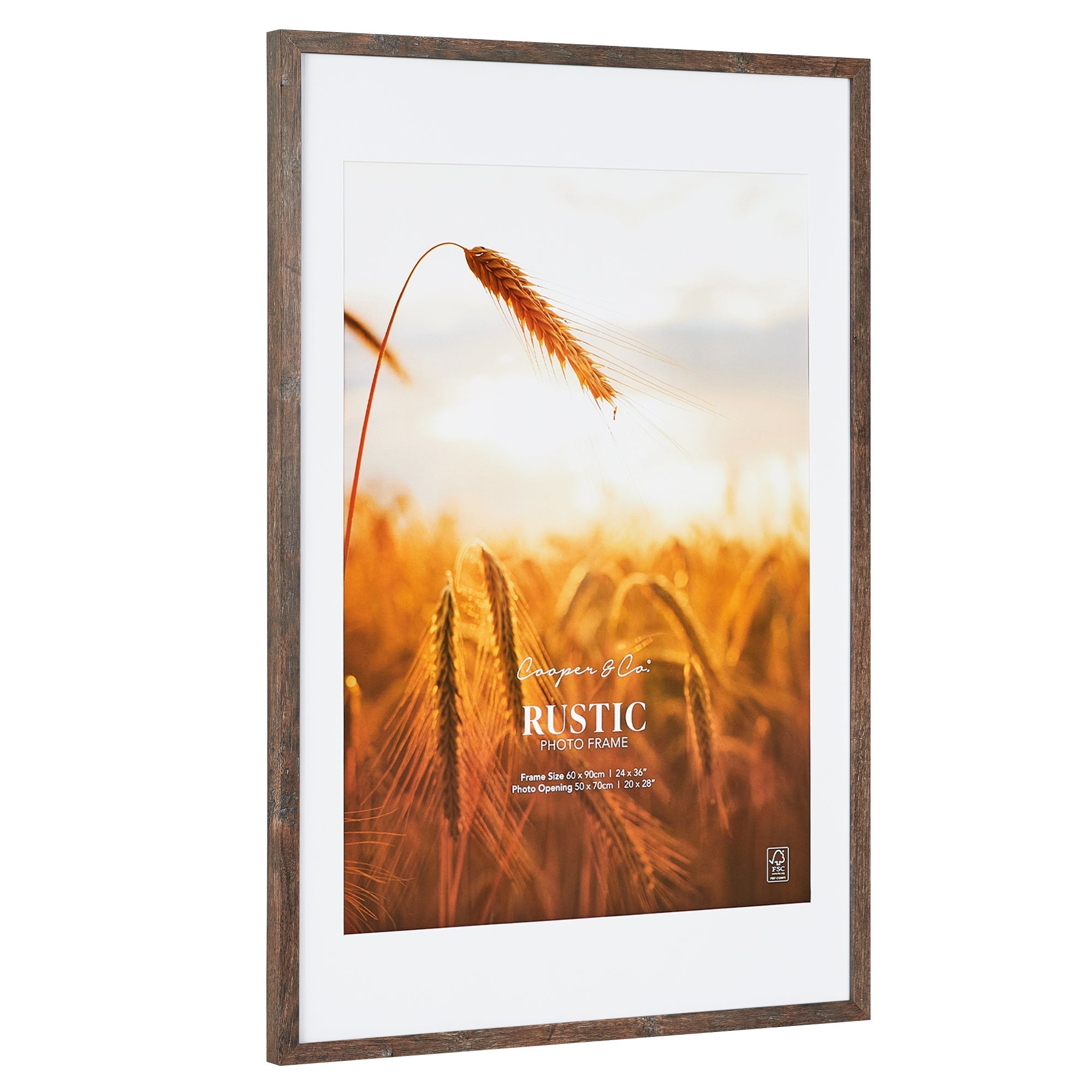 60x90cm Mat to 50x70cm Premium Rustic Wooden Photo Frame