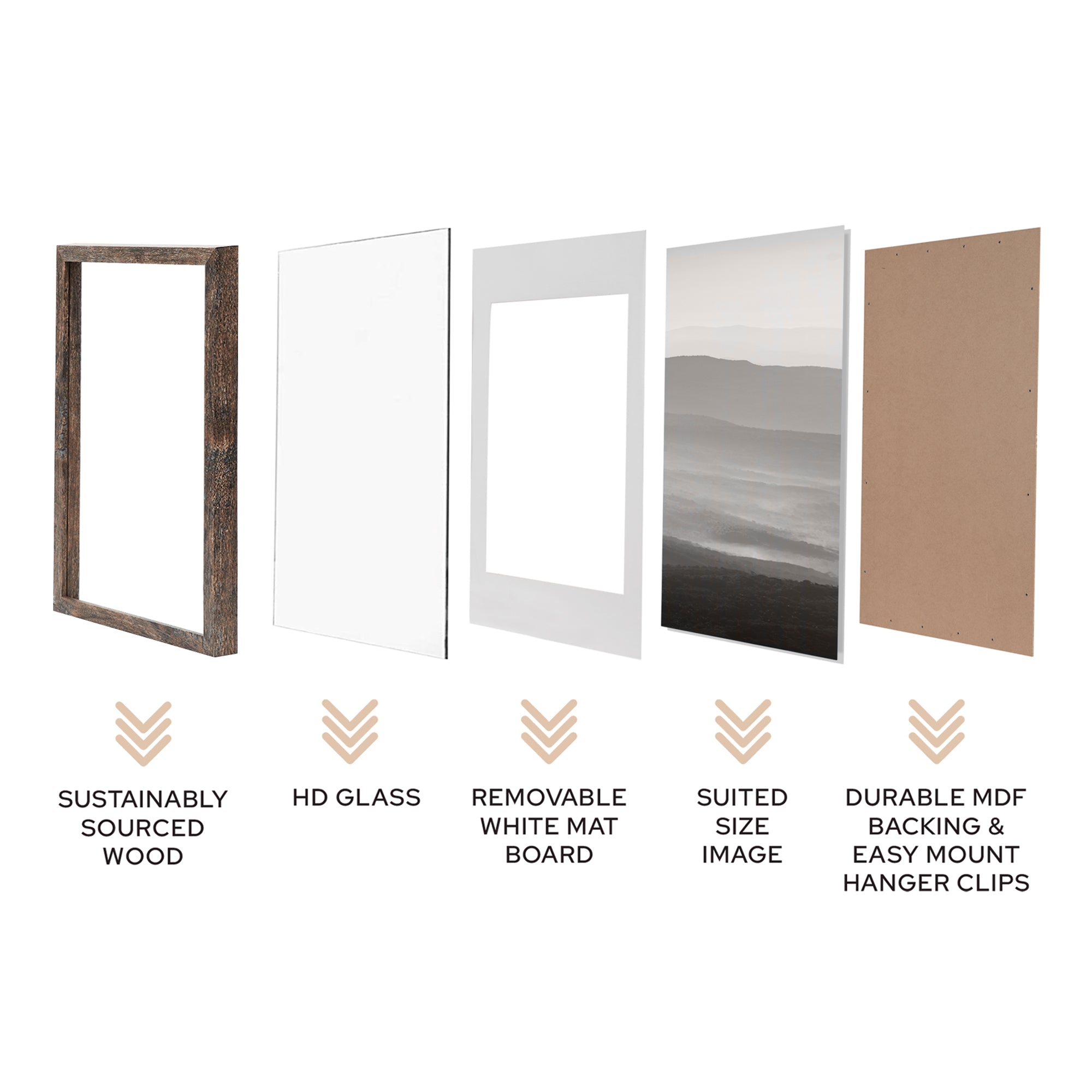 59.4x84.1cm Mat to 42x59.4cm Premium Rustic Wooden Photo Frame