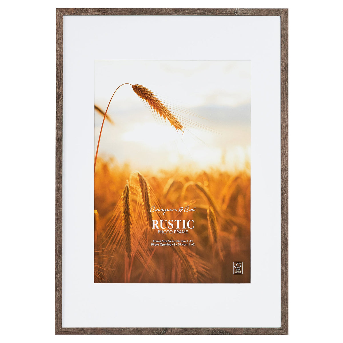 59.4x84.1cm Mat to 42x59.4cm Premium Rustic Wooden Photo Frame