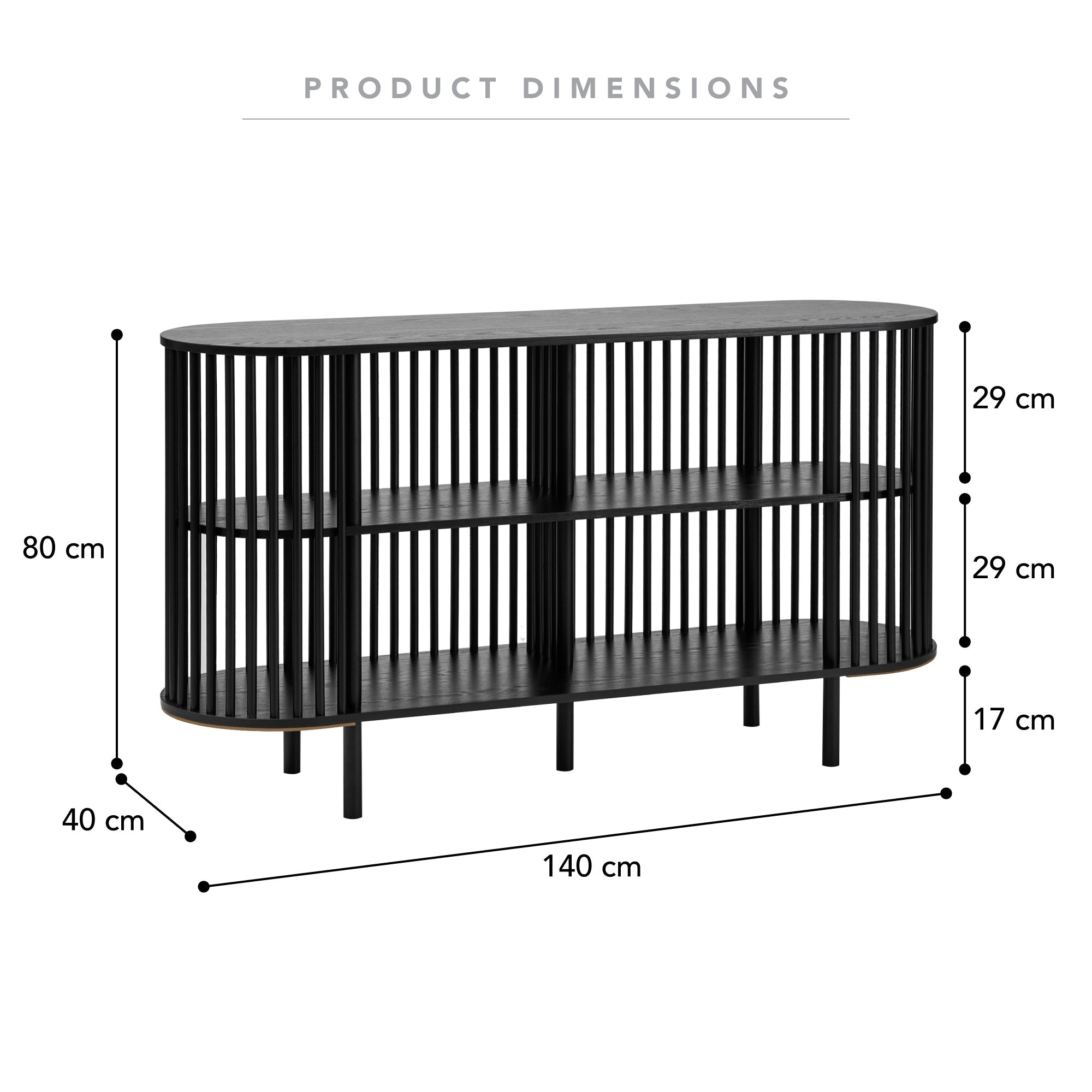 Halo Sideboard Black (140cm)