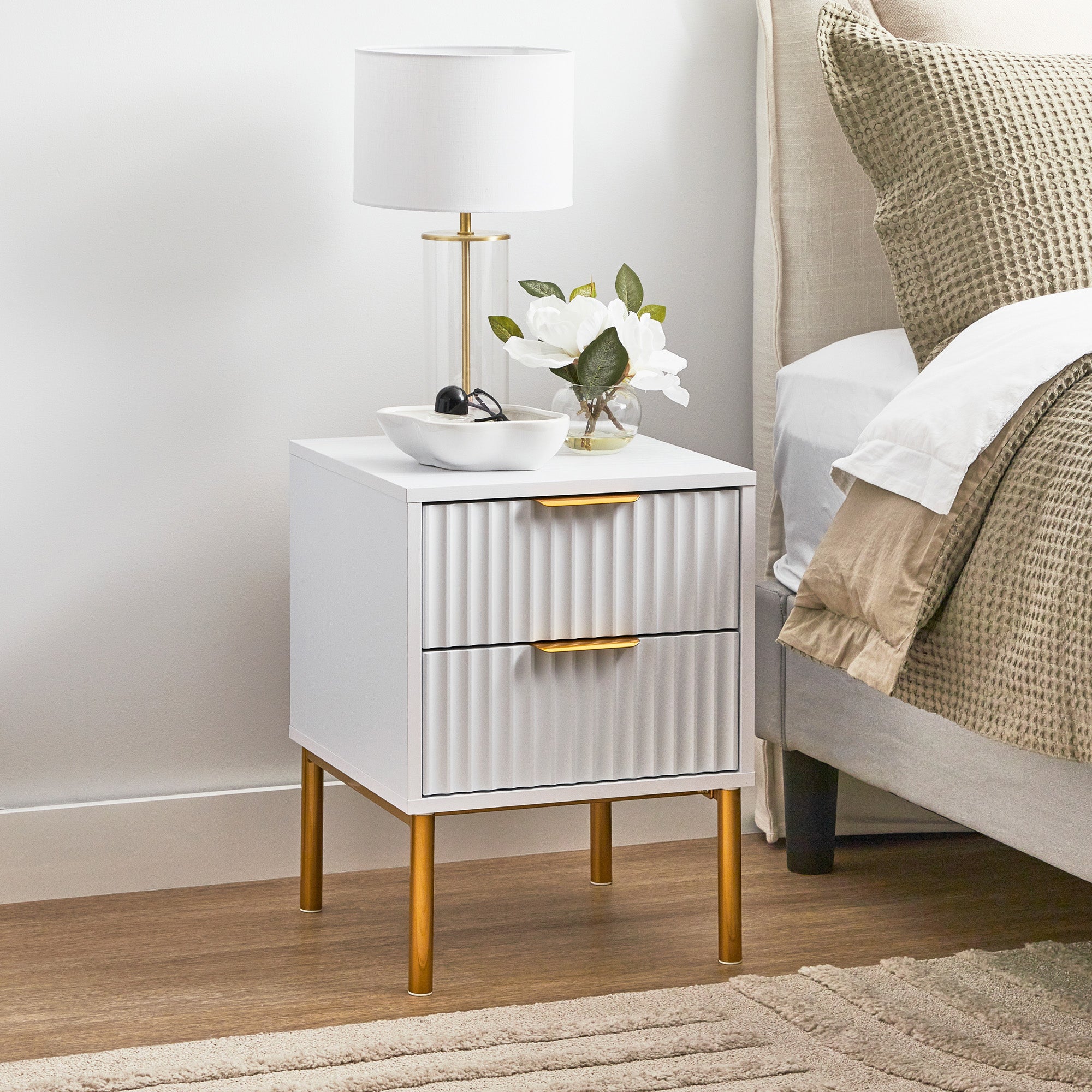 Indy Bedside Table White (Set of 2)