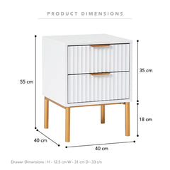 Indy Bedside Table White (Set of 2)