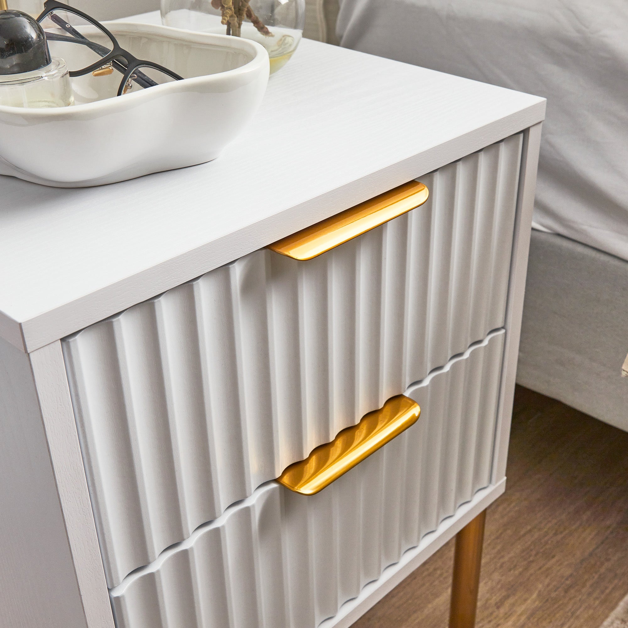 Indy Bedside Table White (Set of 2)