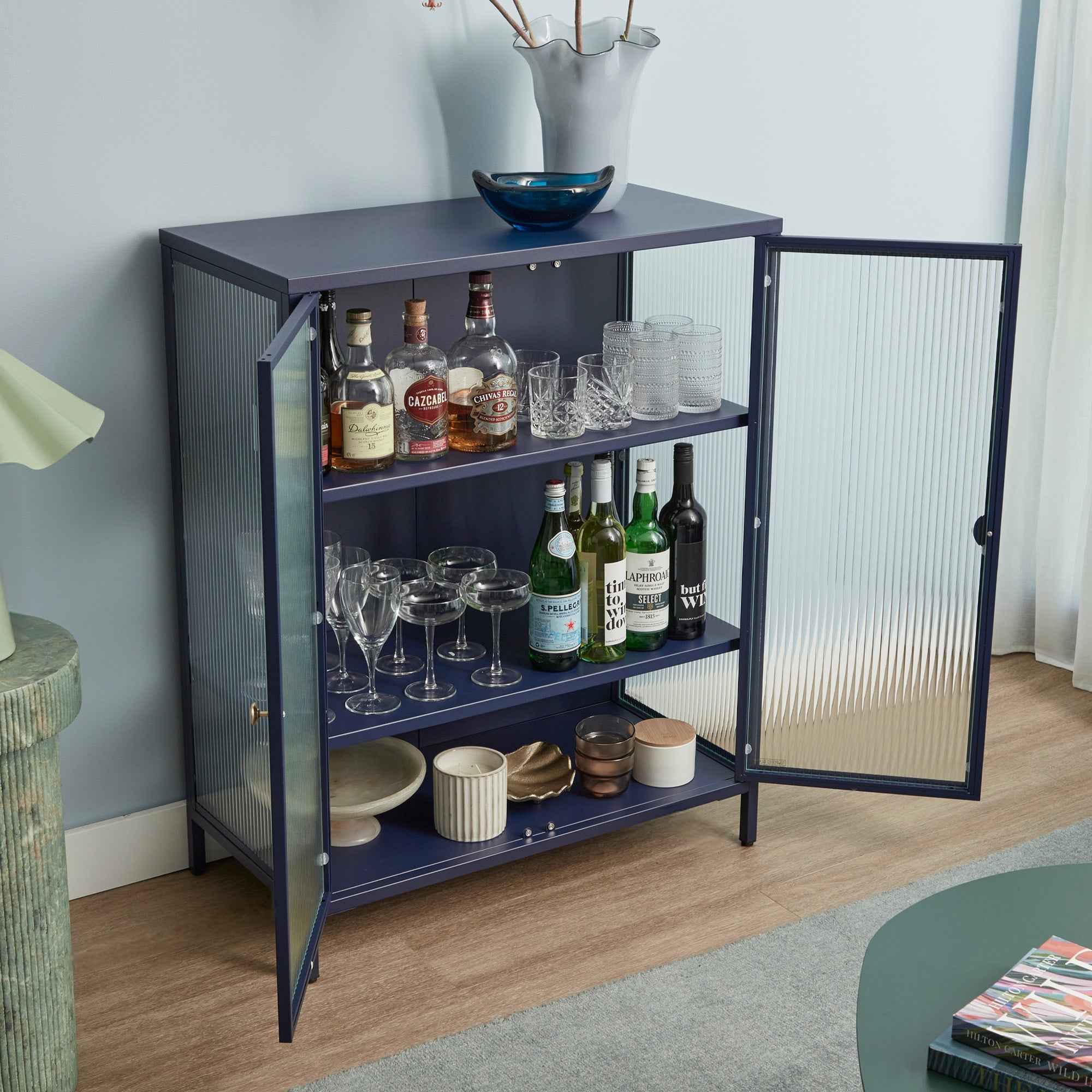 Ella 2 Door Modern Metal Cabinet Navy