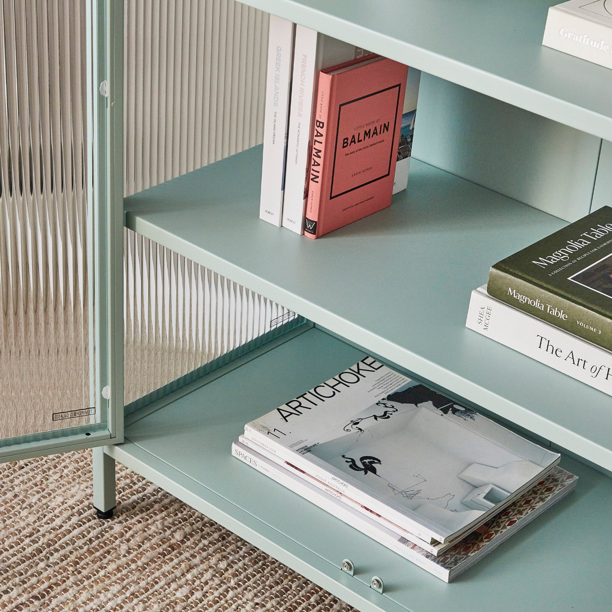 Ella 2 Door Modern Metal Cabinet Sage