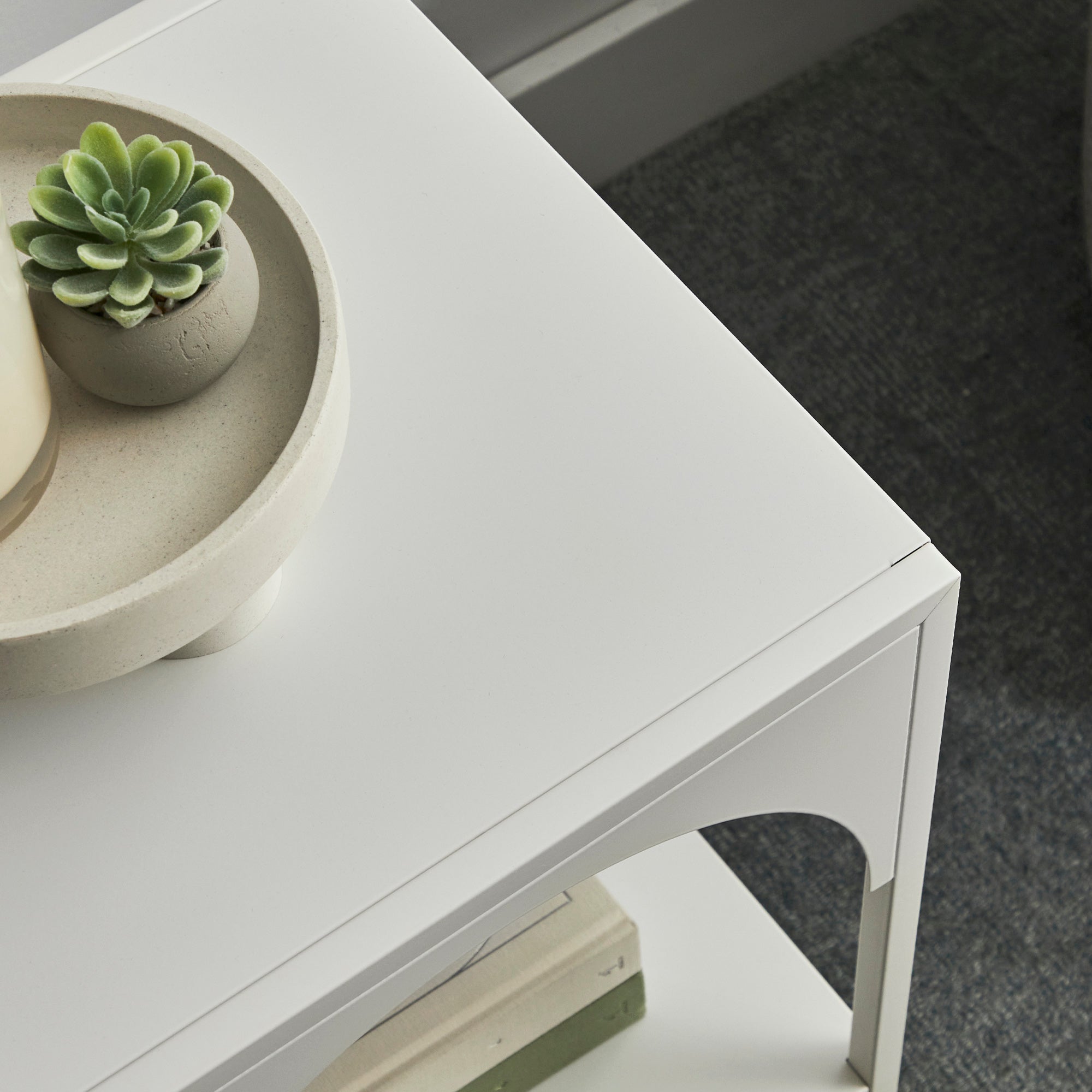 Eve Metal Open Front Side Table White