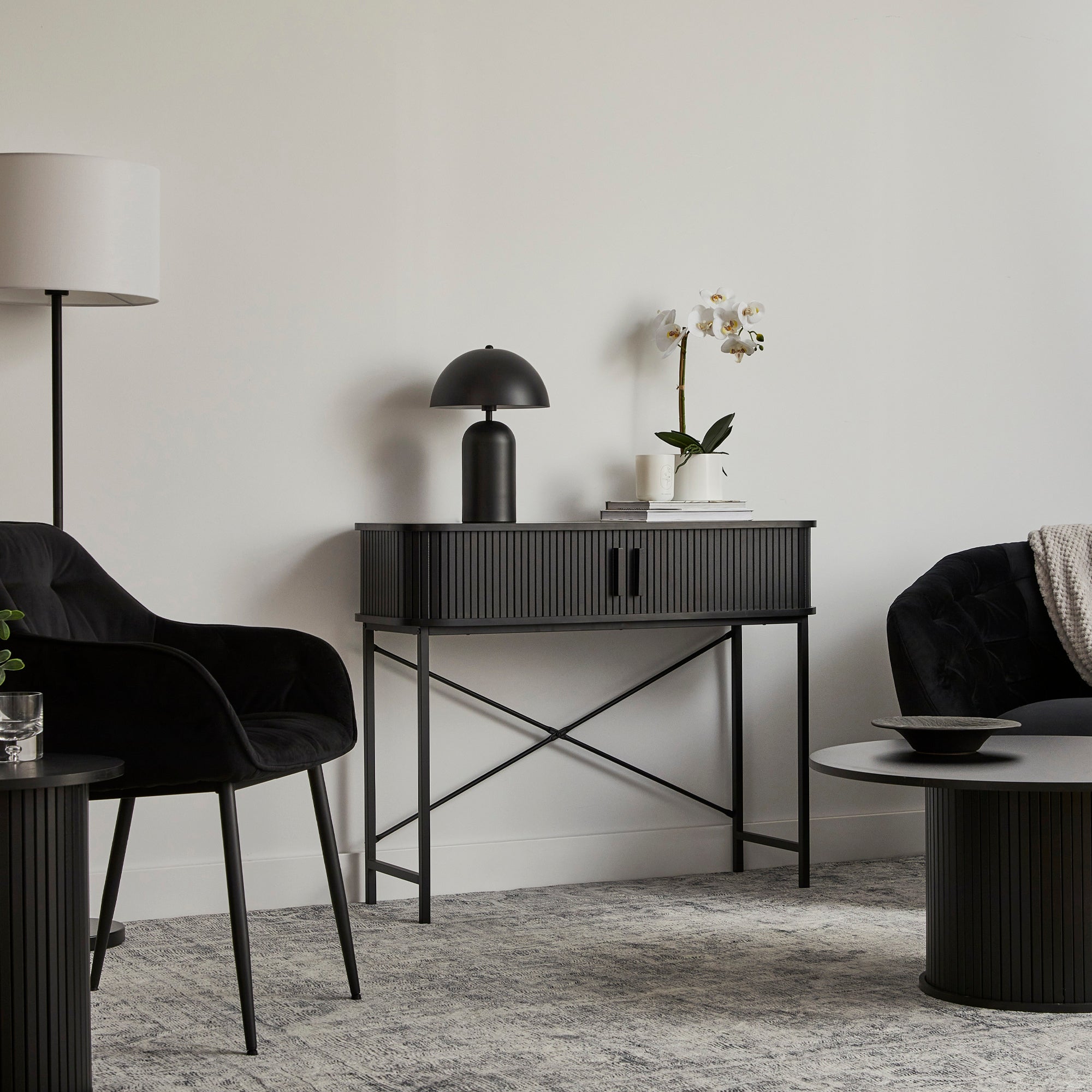 Haven Sliding Door Console Table Black (100cm)