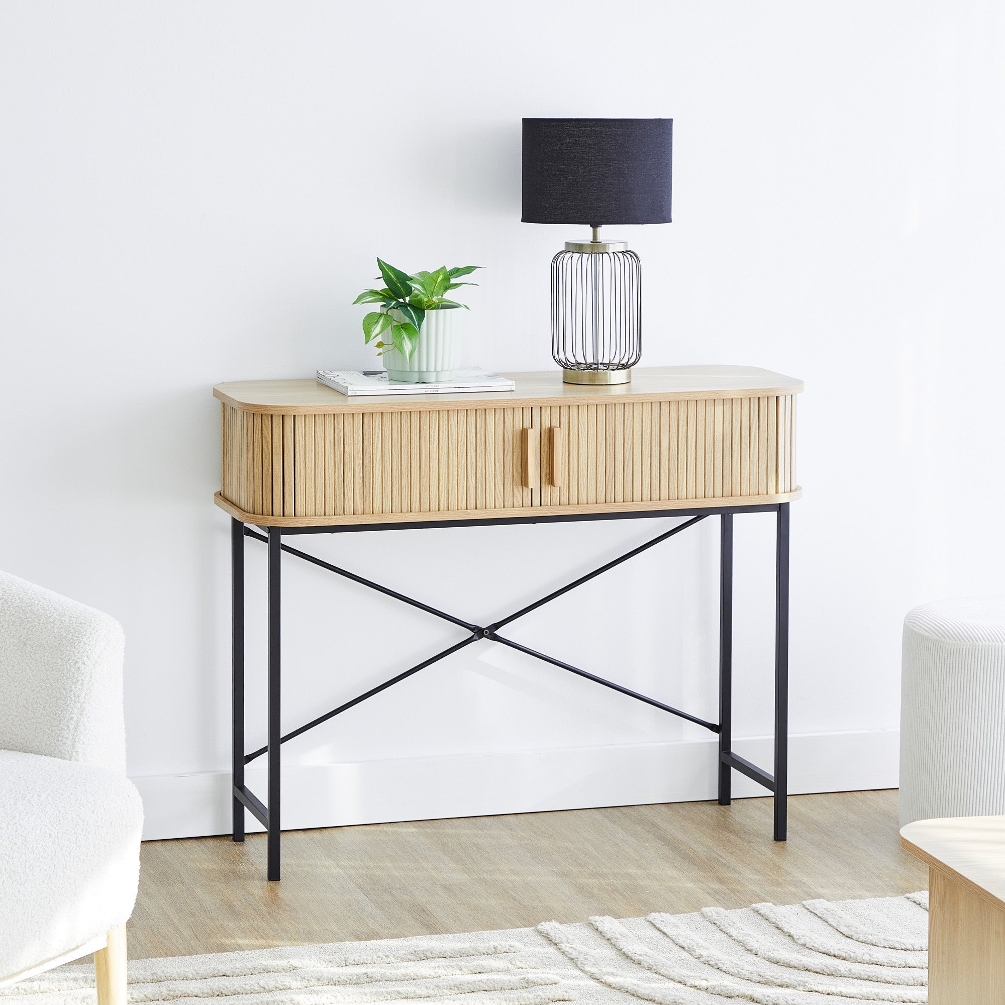 Haven Sliding Door Console Table Natural (100cm)