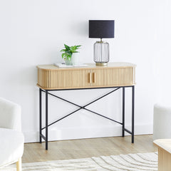 Haven Sliding Door Console Table Natural (100cm)
