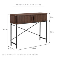 Haven Sliding Door Console Table Walnut (100cm)