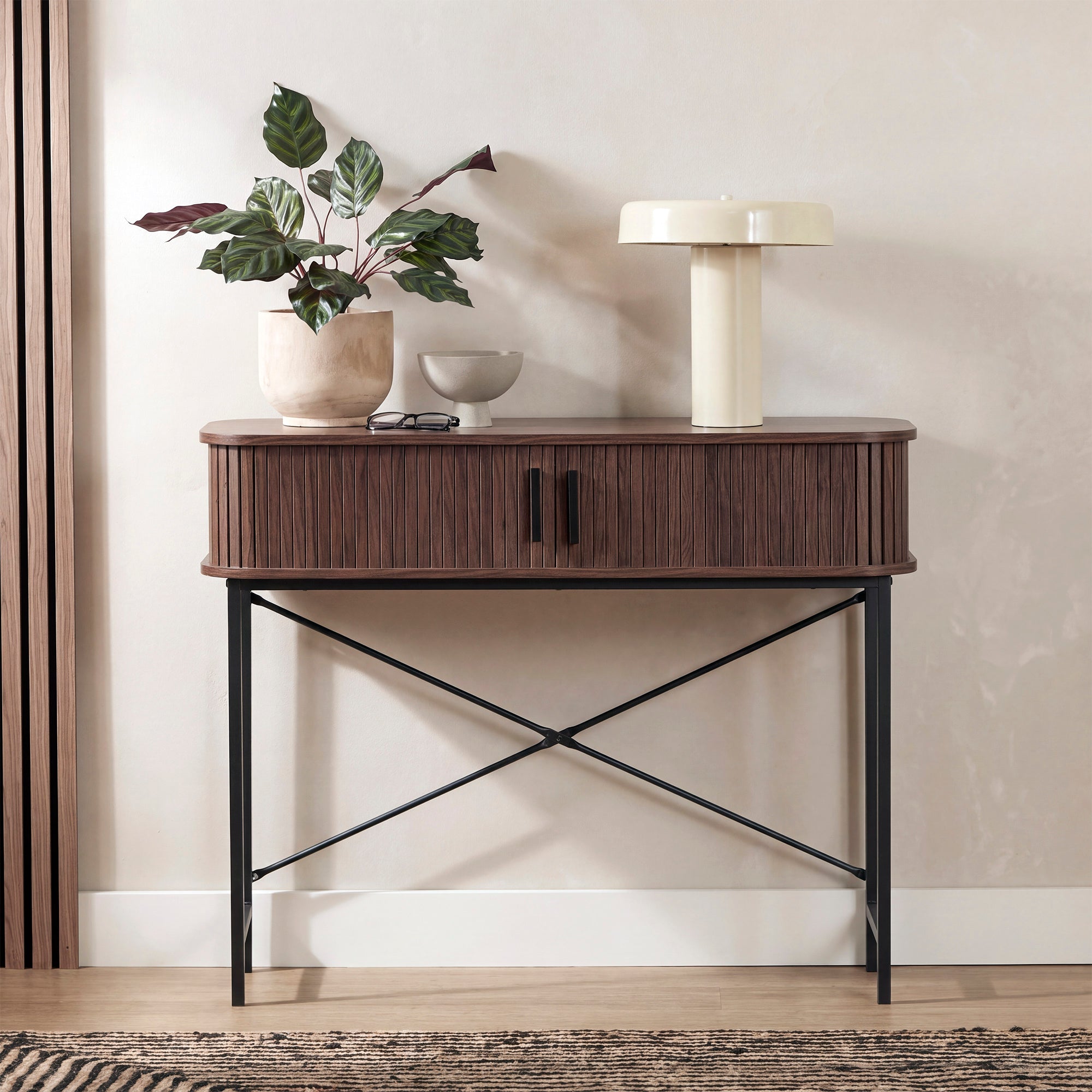 Haven Sliding Door Console Table Walnut (100cm)