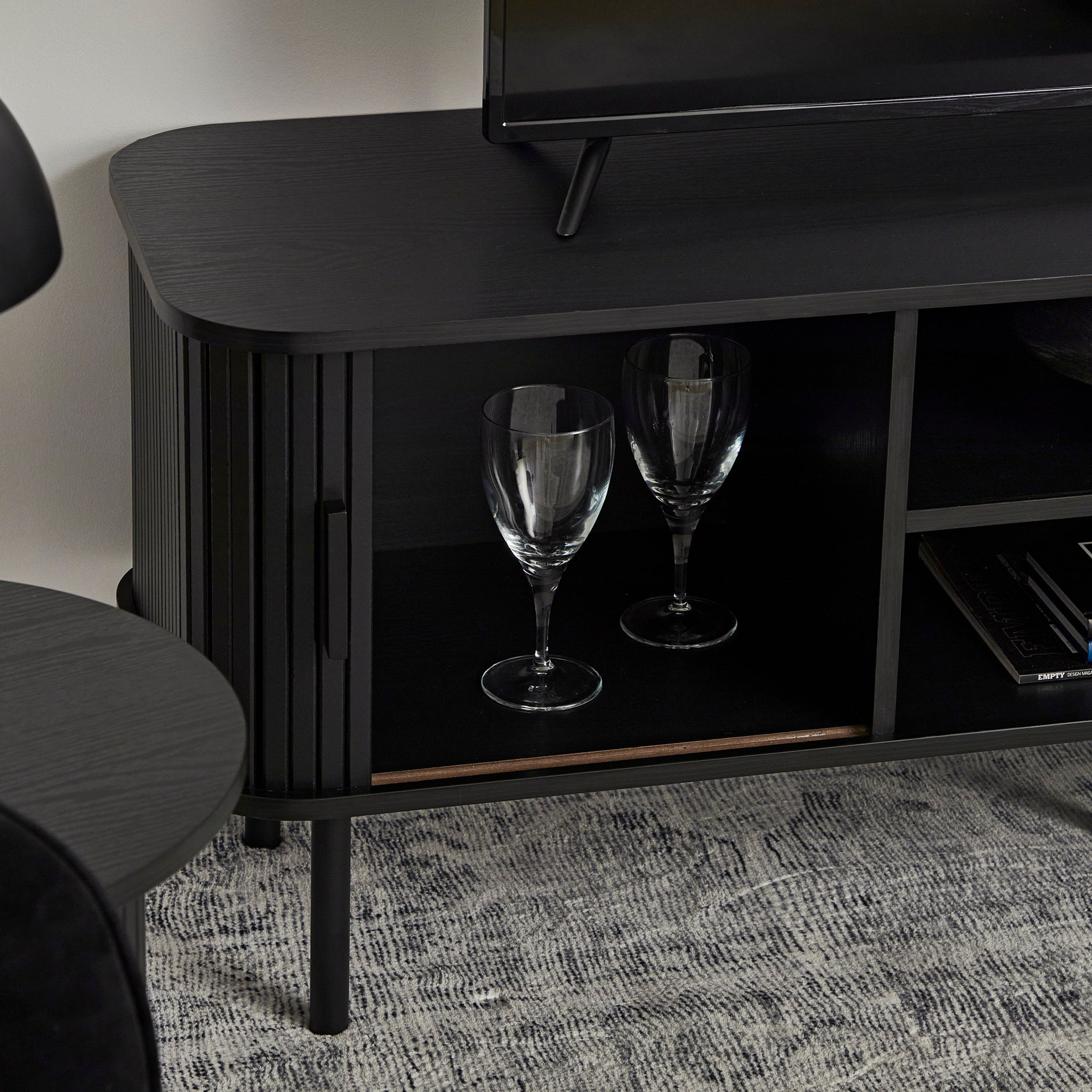 Haven Sliding Door Entertainment Unit Black (140cm)