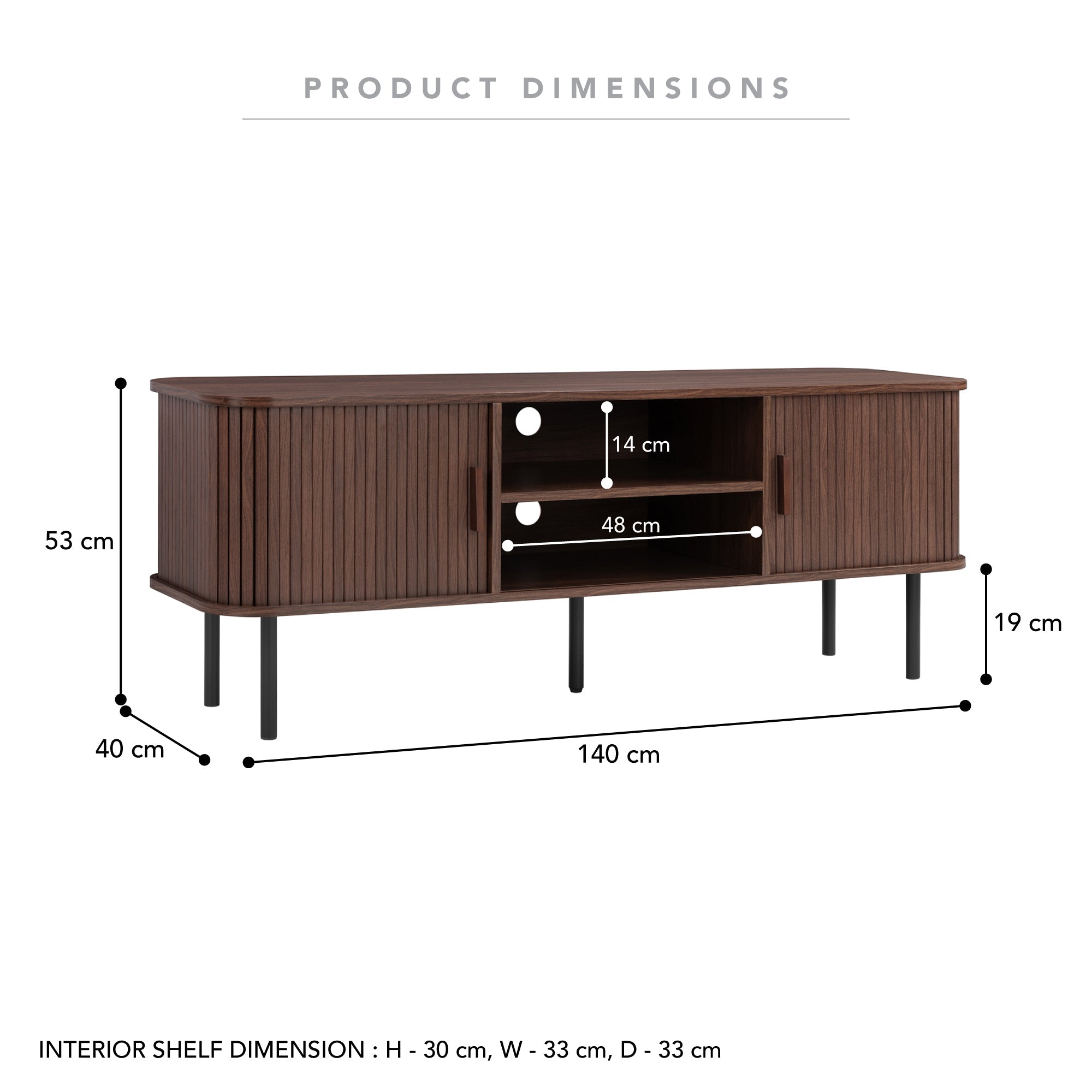 Haven Sliding Door Entertainment Unit Walnut (140cm)