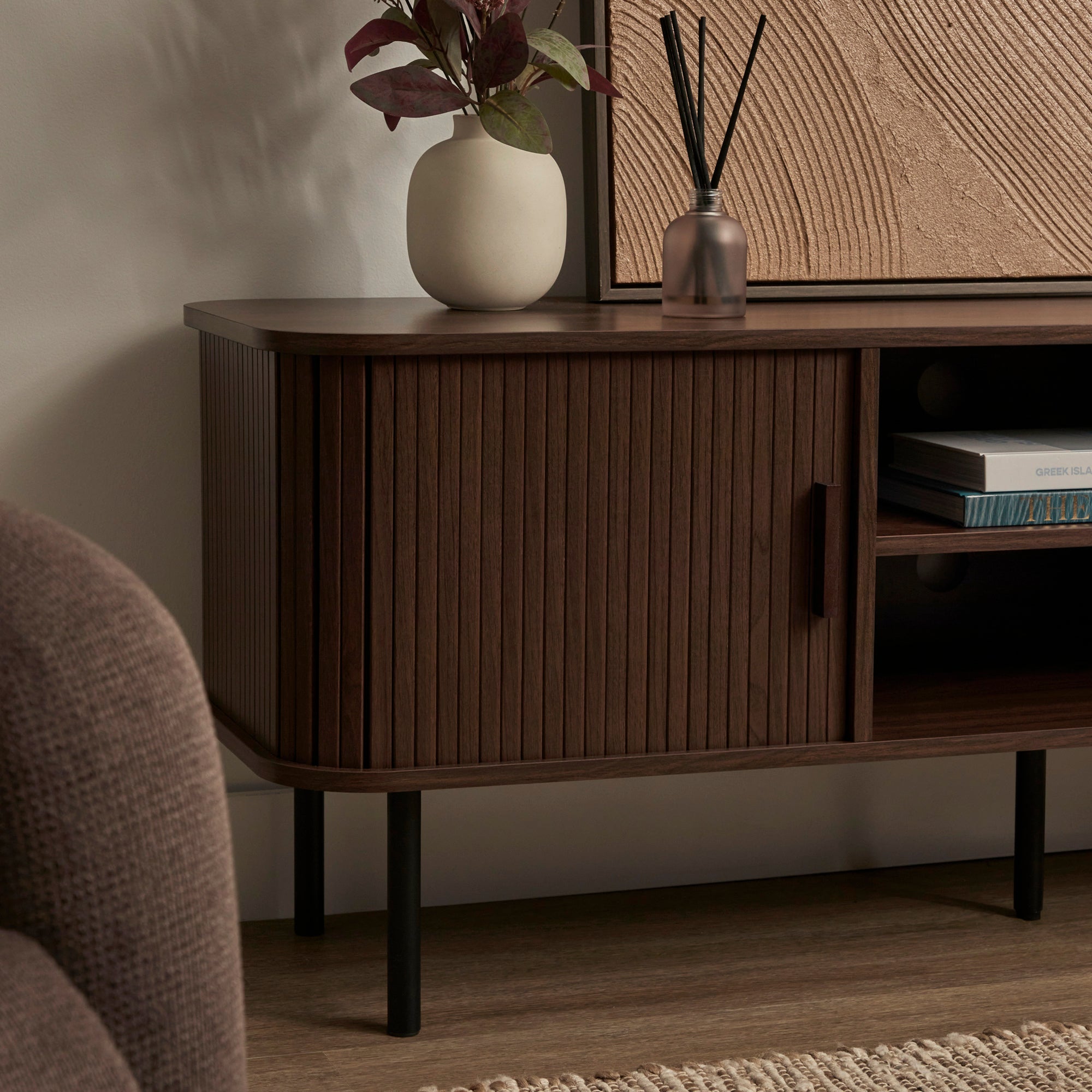 Haven Sliding Door Entertainment Unit Walnut (140cm)
