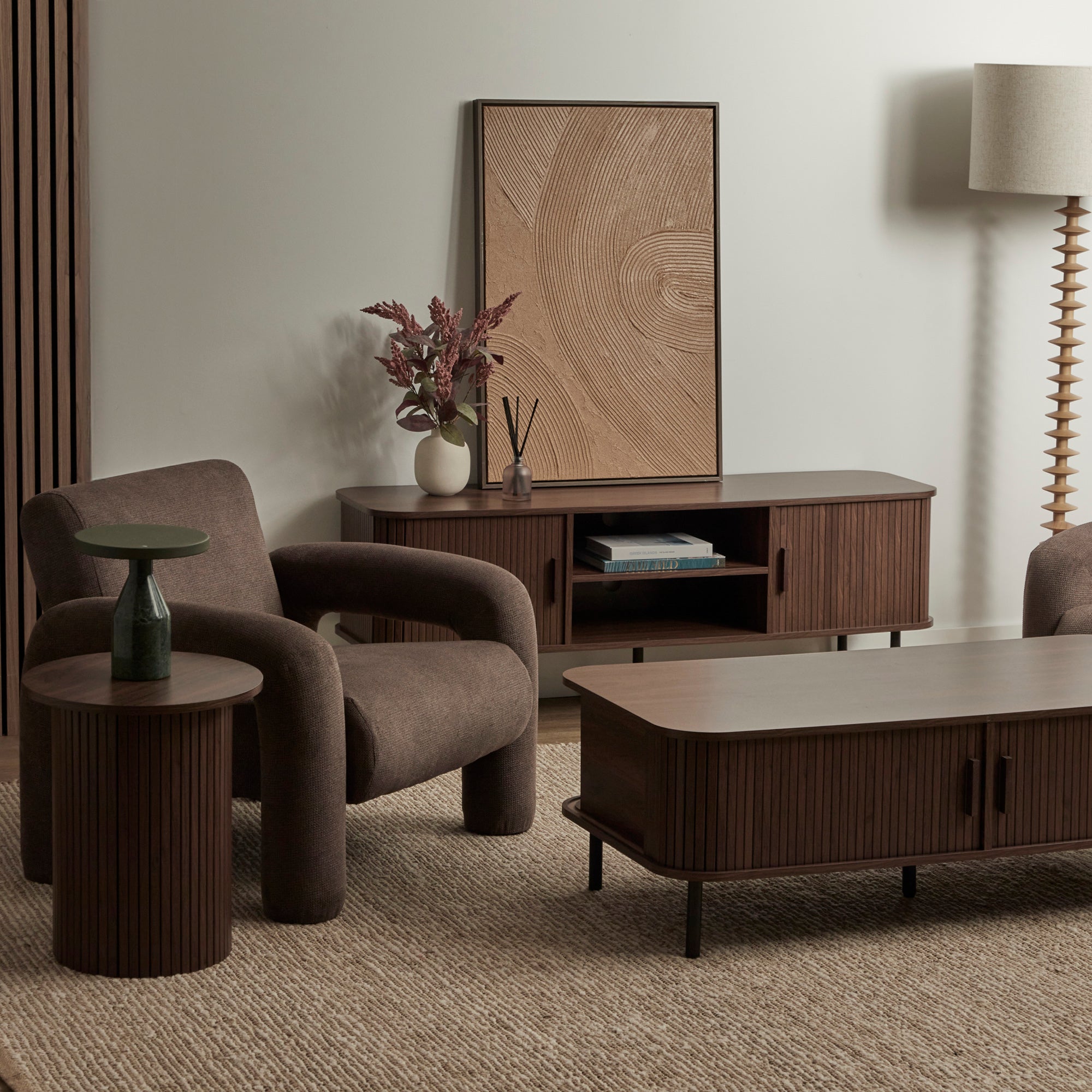 Haven Sliding Door Entertainment Unit Walnut (140cm)