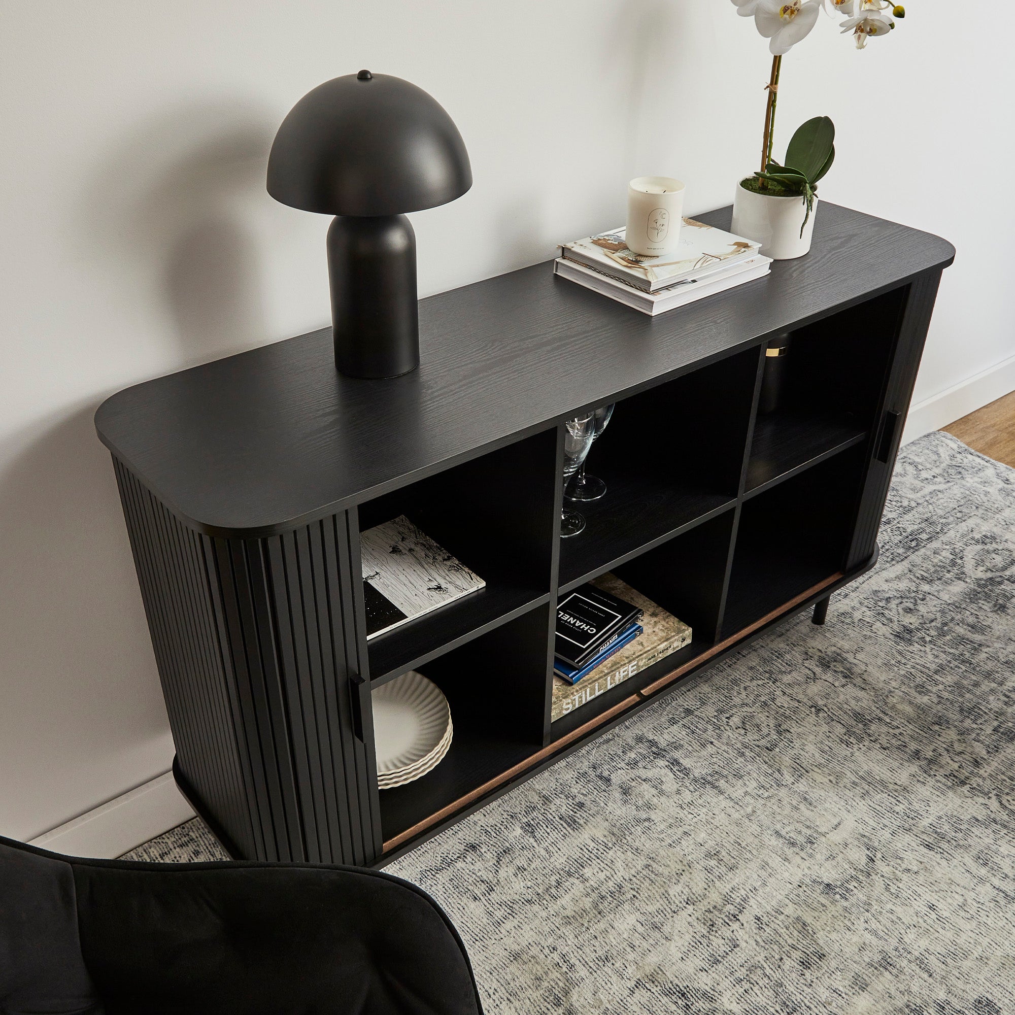 Haven Sliding Door Sideboard Black (140cm)
