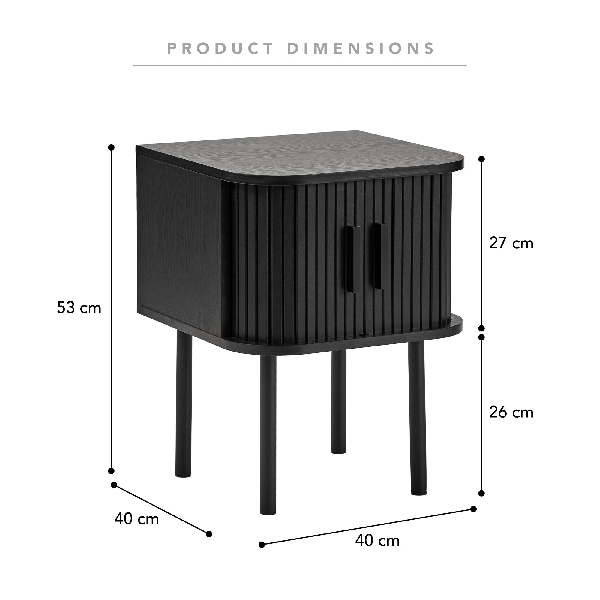 Haven Sliding Door Bedside Table Black (Set of 2)