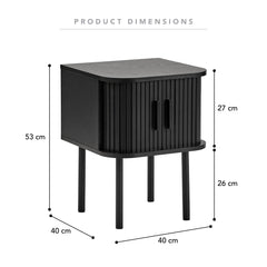 Haven Sliding Door Bedside Table Black (Set of 2)