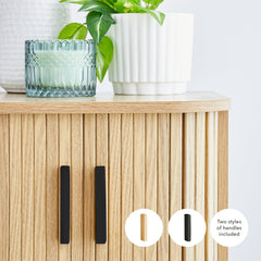 Haven Sliding Door Bedside Table Natural (Set of 2)