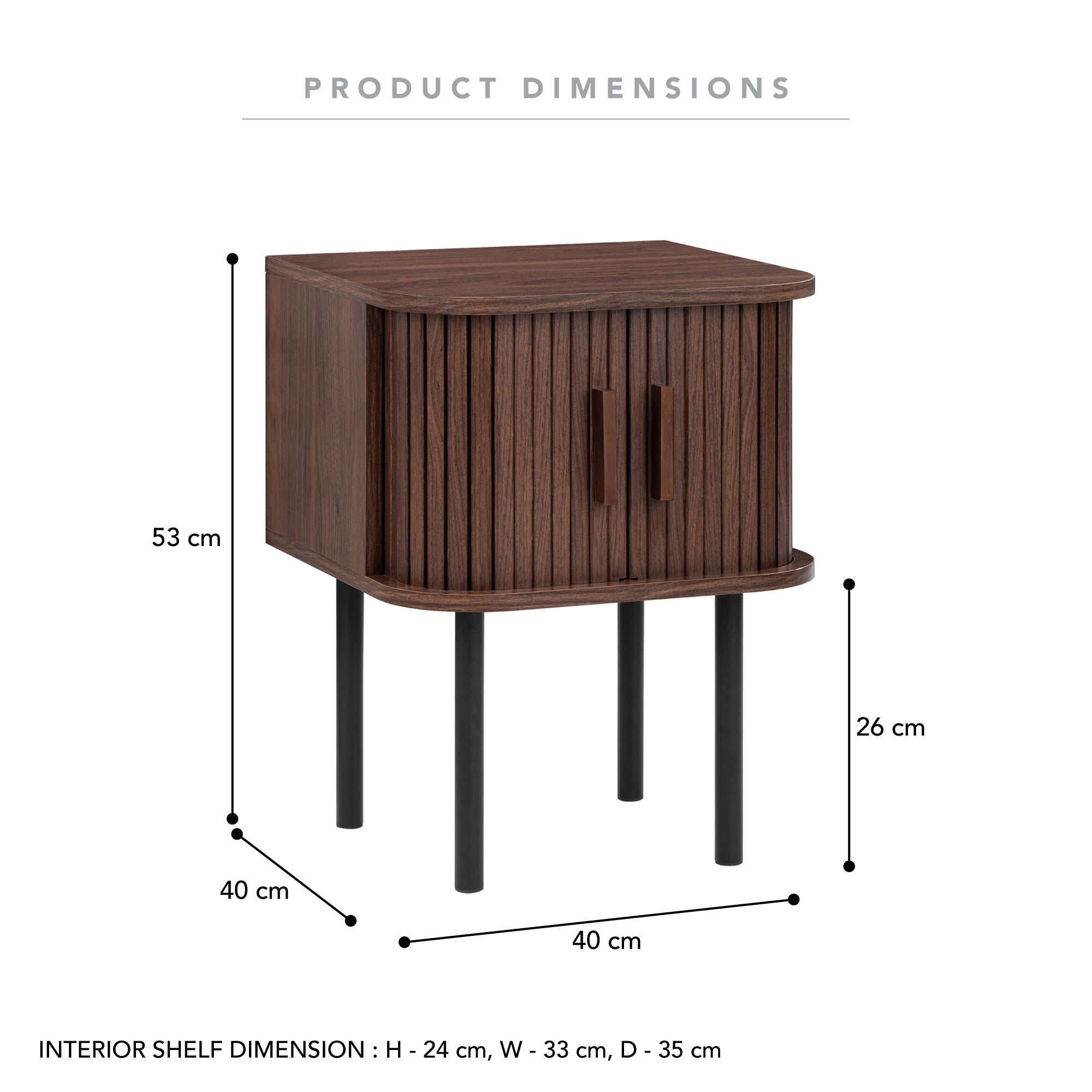 Haven Sliding Door Bedside Table Walnut (Set of 2)